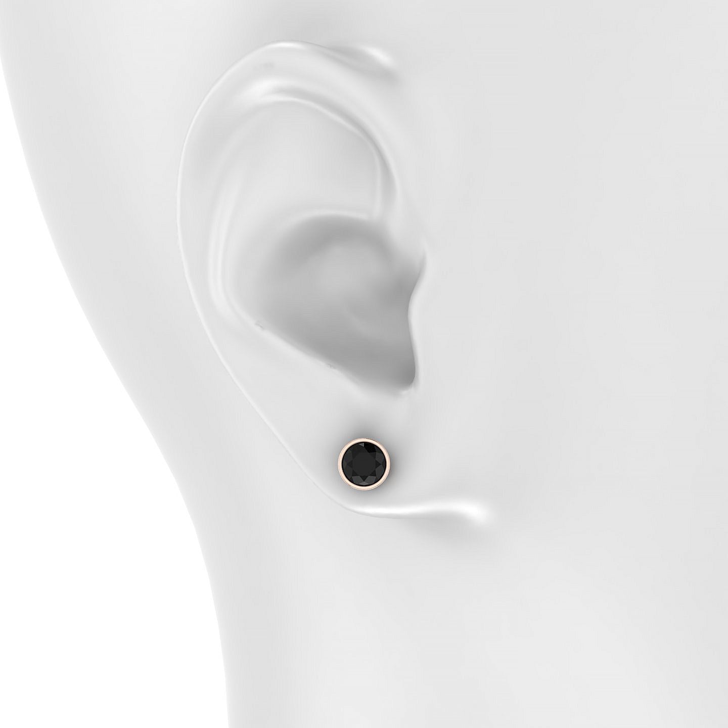 Glow | 18k Rose Gold 6 mm Round Black Diamond Earrings