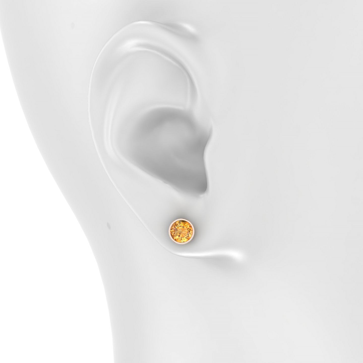 Glow | 18k Rose Gold 6 mm Round Citrine Earrings