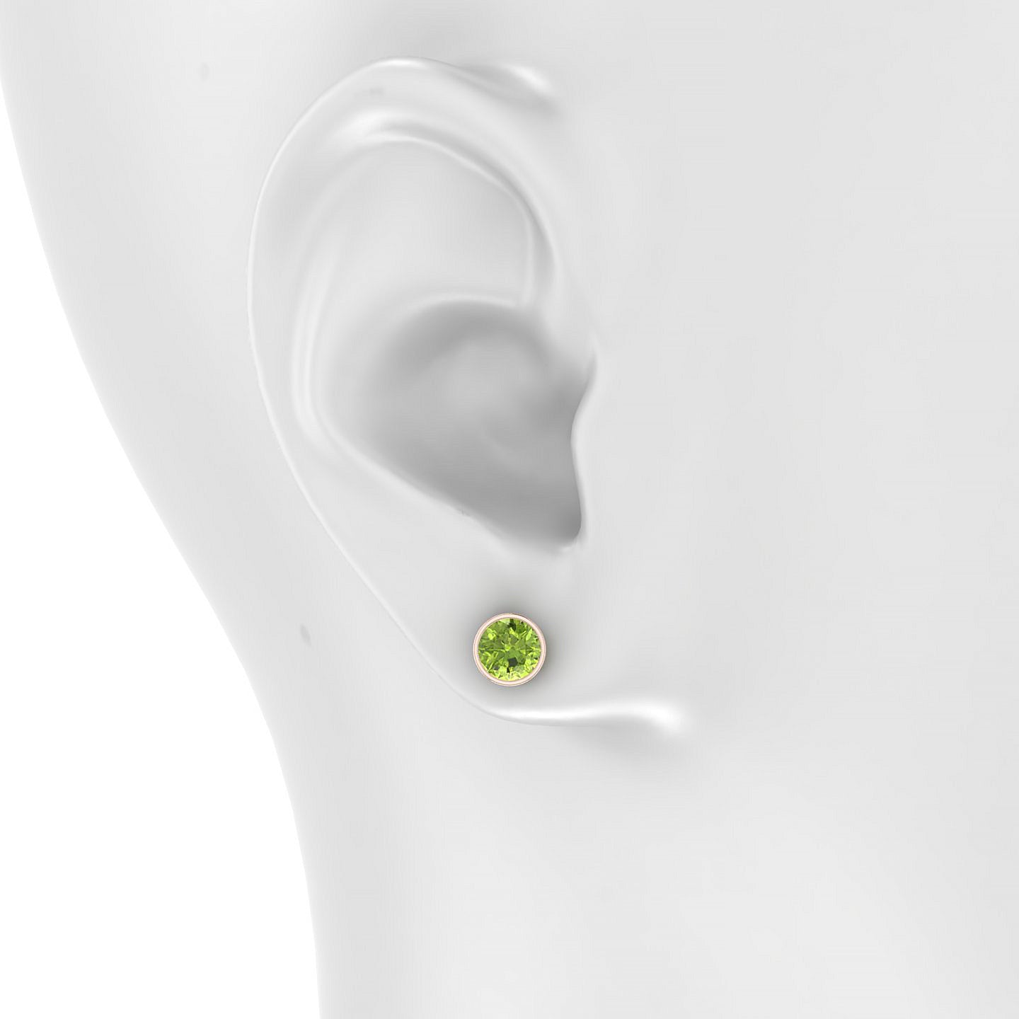 Glow | 18k Rose Gold 6 mm Round Peridot Earrings