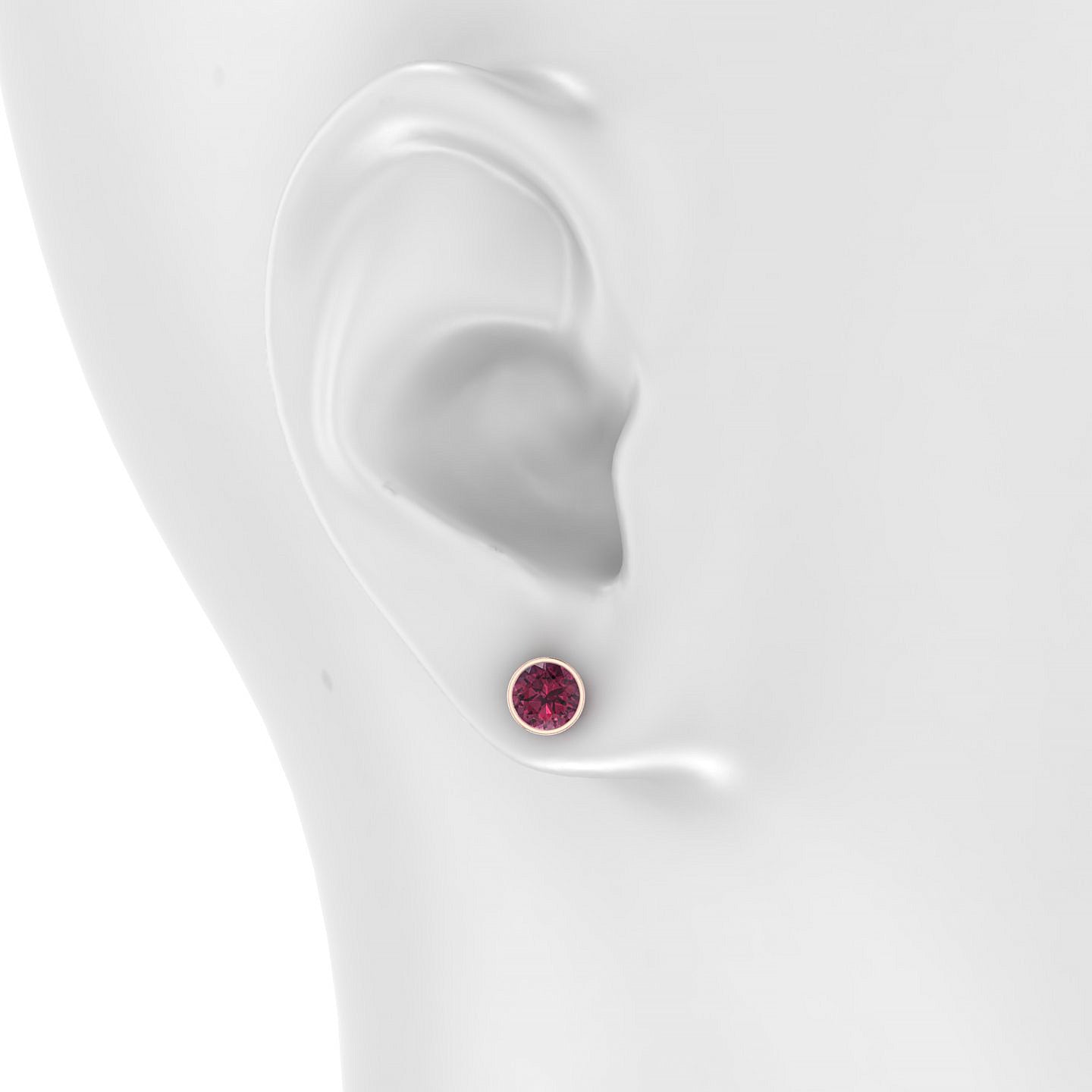Glow | 18k Rose Gold 6 mm Round Rhodolite Earrings