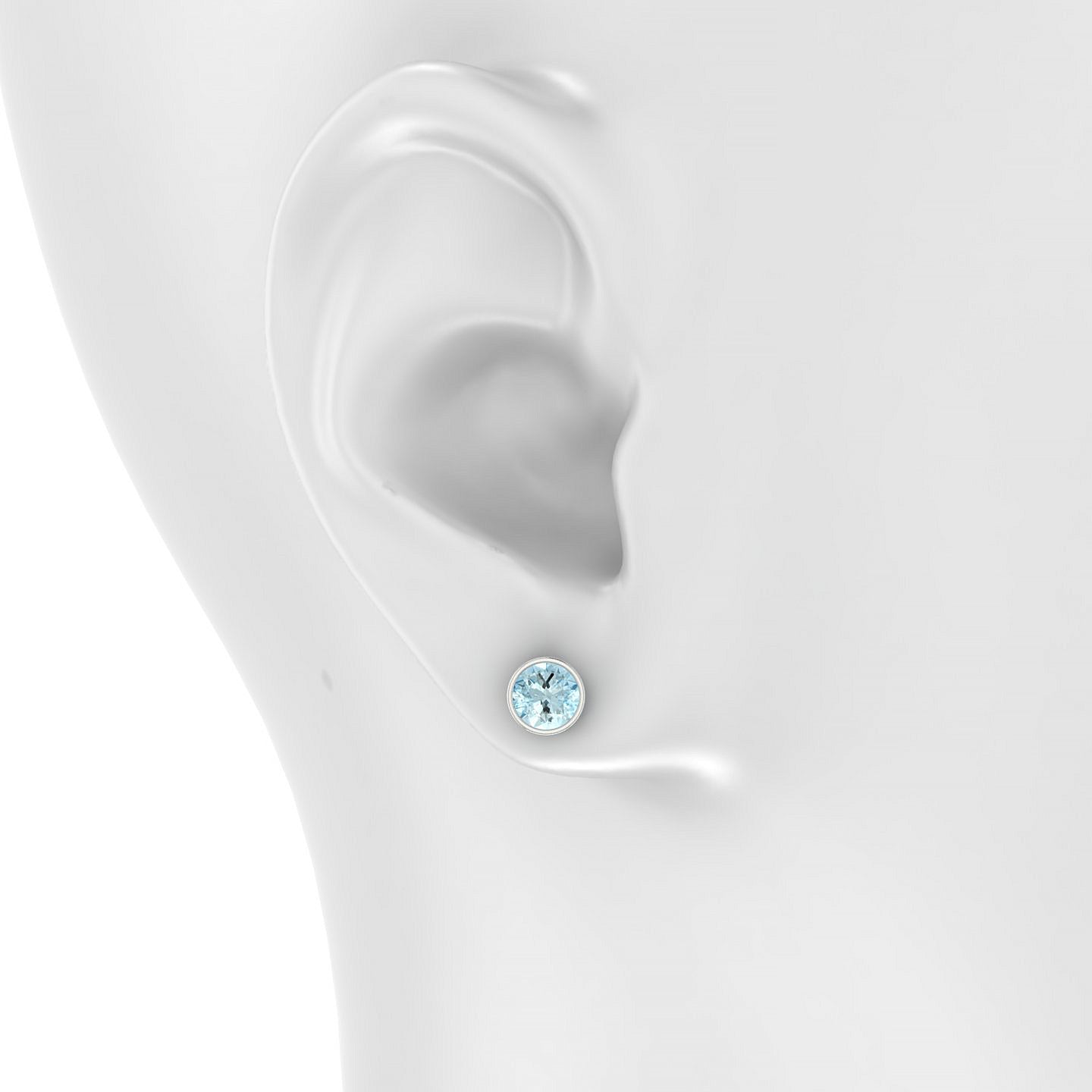 Glow | 18k White Gold 6 mm Round Aquamarine Earrings