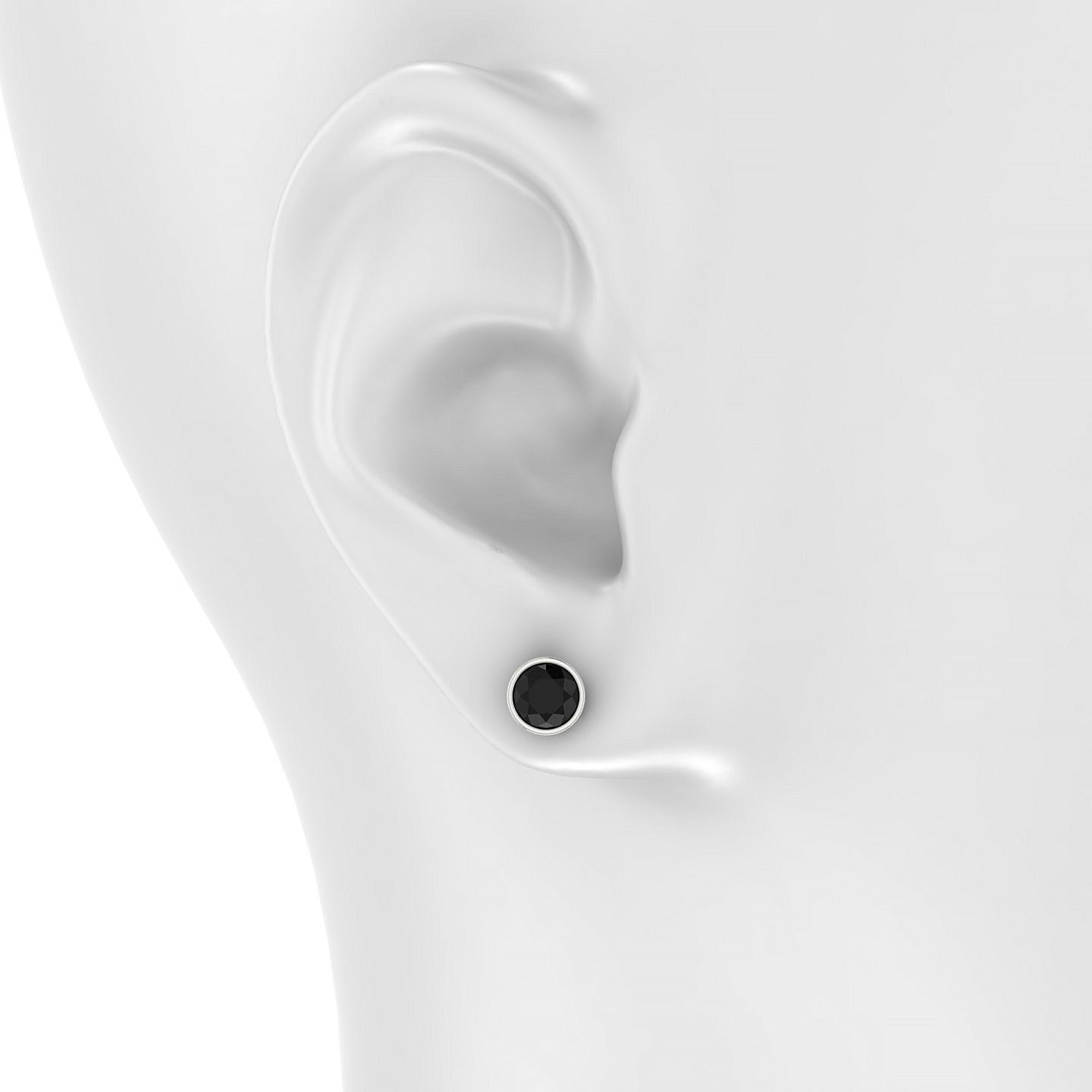 Glow | 18k White Gold 6 mm Round Black Diamond Earrings
