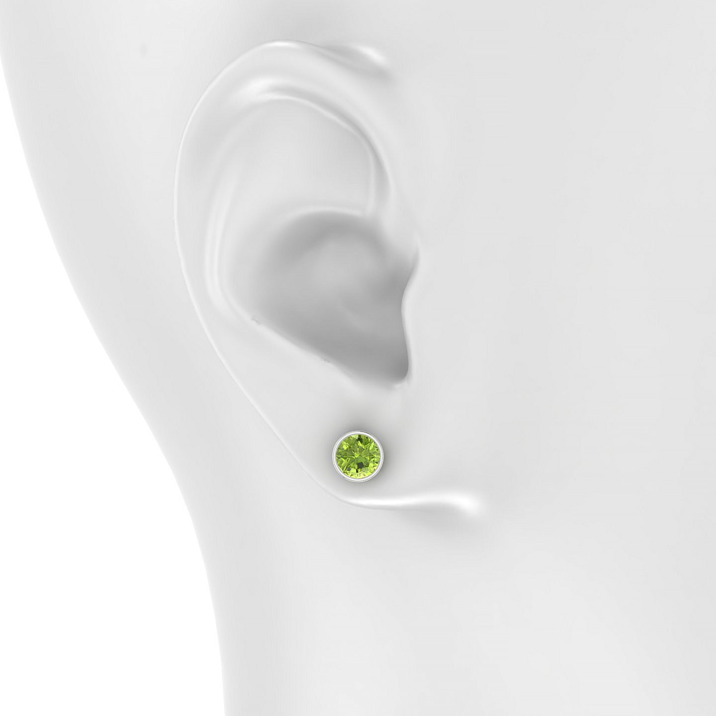 Glow | 18k White Gold 6 mm Round Peridot Earrings