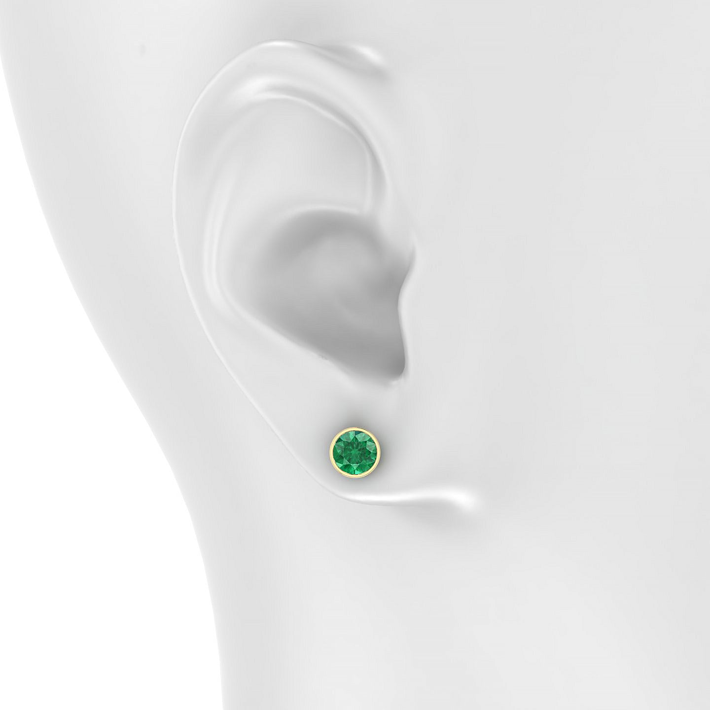 Glow | 18k Yellow Gold 6 mm Round Emerald Earrings