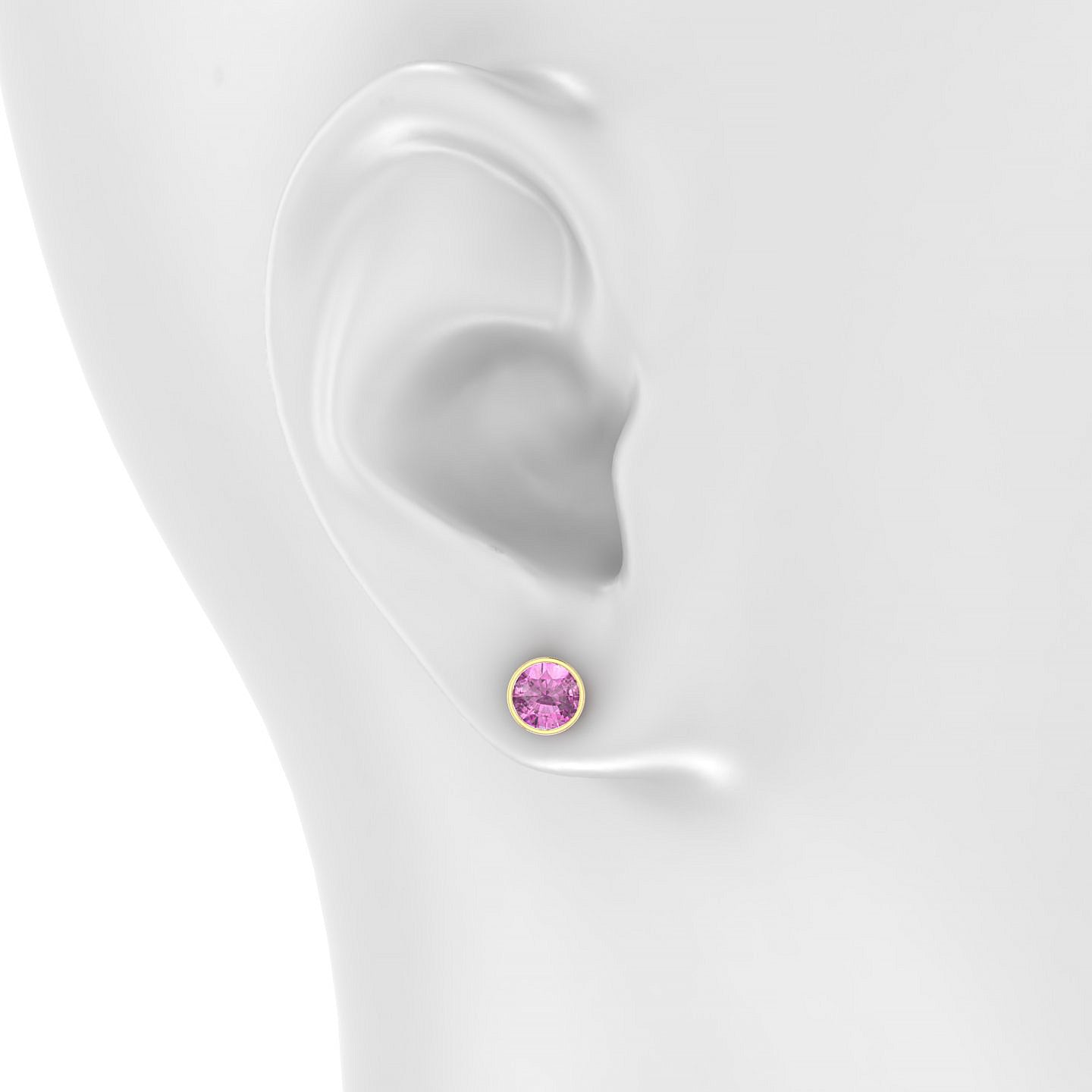 Glow | 18k Yellow Gold 6 mm Round Pink Sapphire Earrings