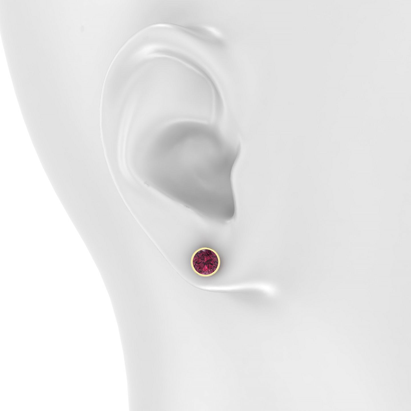 Glow | 18k Yellow Gold 6 mm Round Rhodolite Earrings