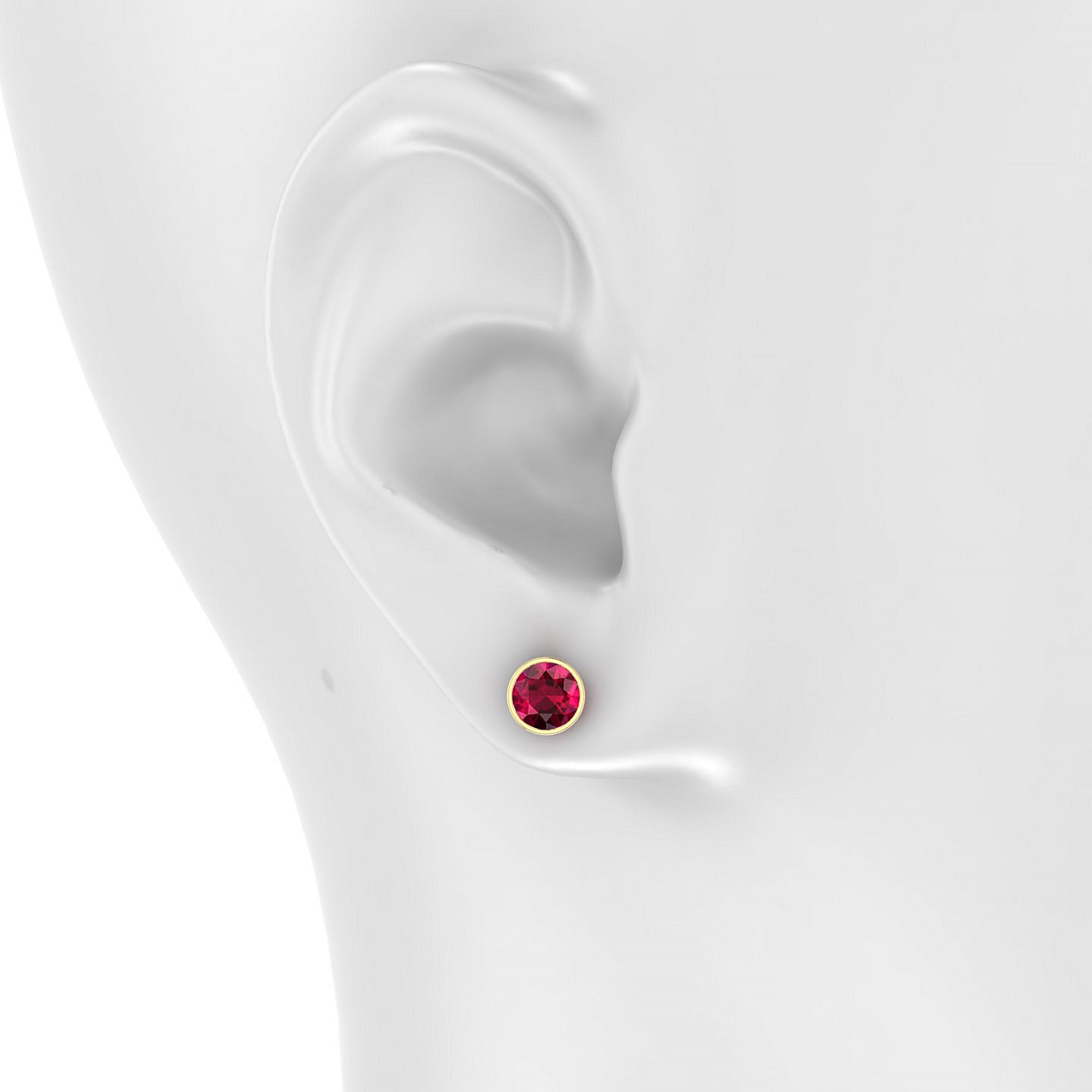 Glow | 18k Yellow Gold 6 mm Round Ruby Earrings