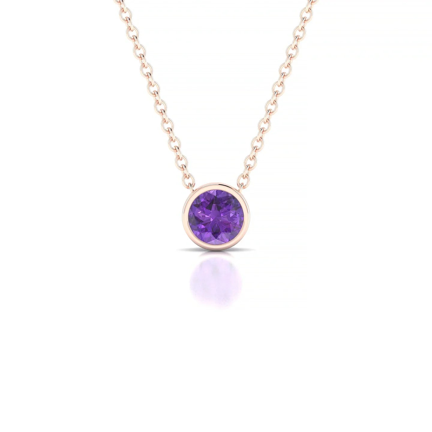Glow | 18k Rose Gold 4.5 mm Round Amethyst Pendant