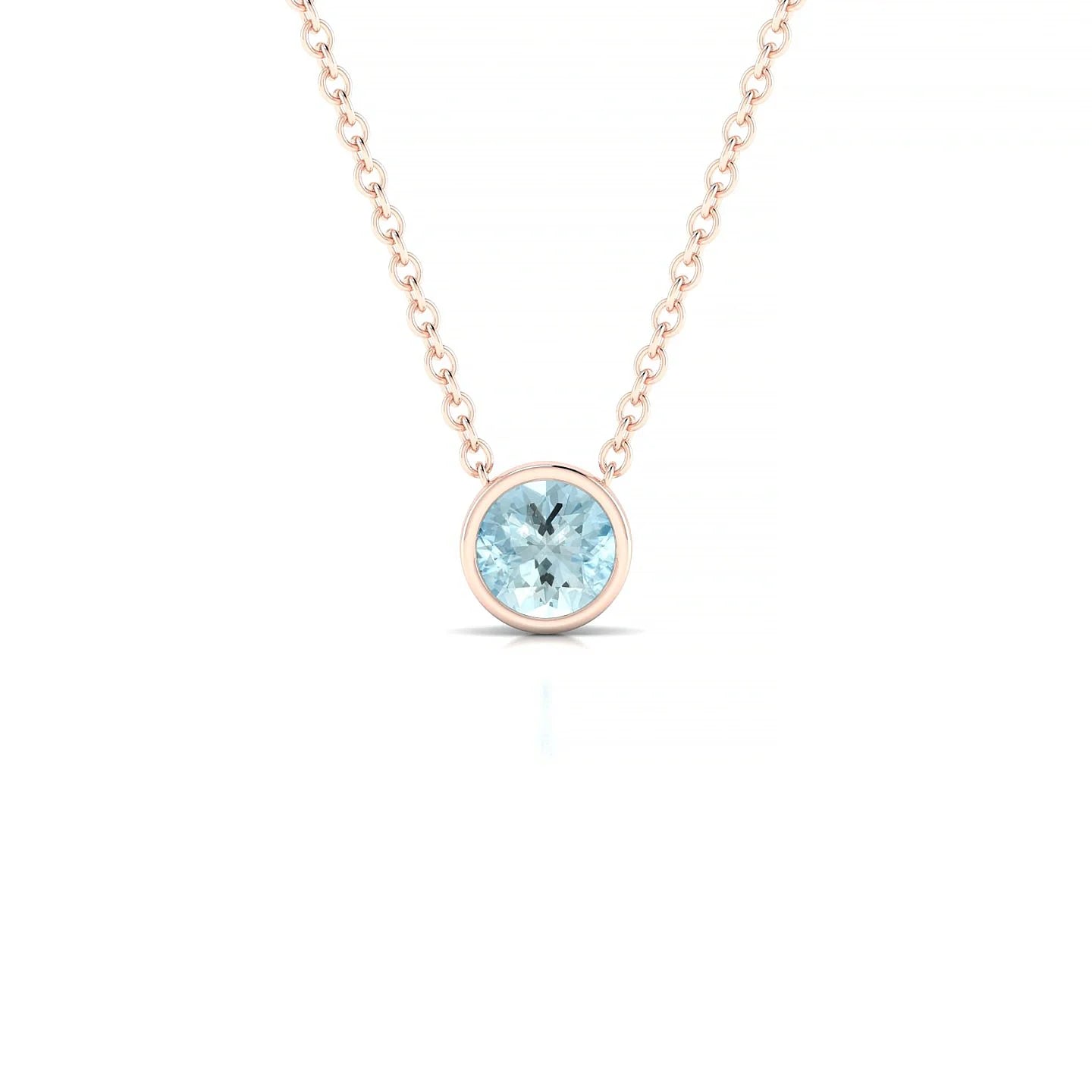Glow | 18k Rose Gold 4.5 mm Round Aquamarine Pendant