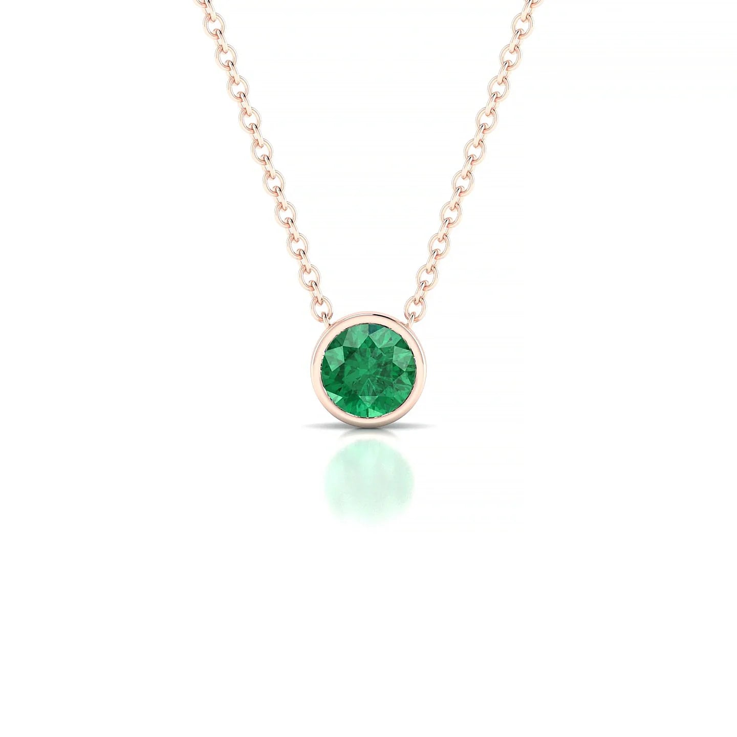 Glow | 18k Rose Gold 4.5 mm Round Emerald Pendant