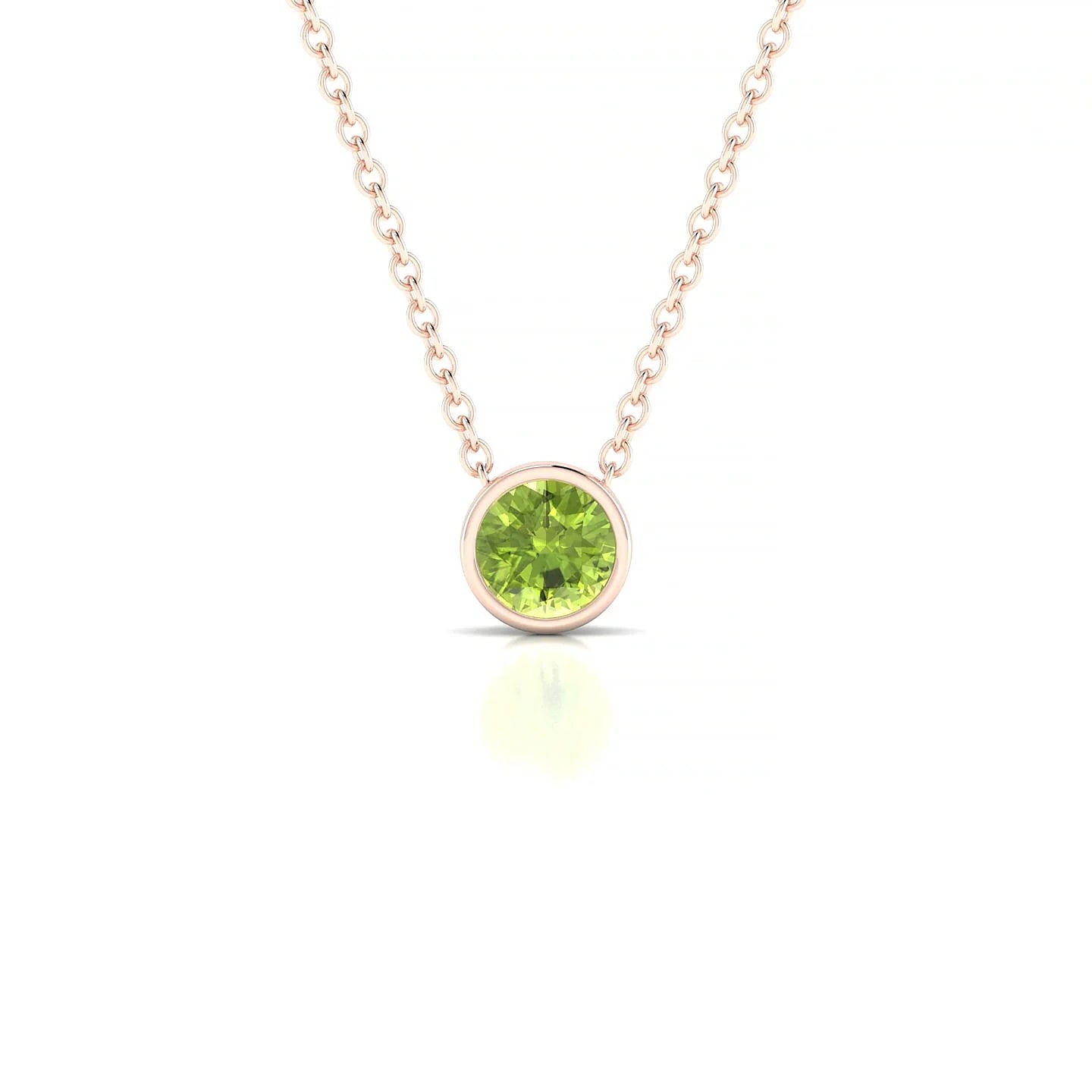 Glow | 18k Rose Gold 4.5 mm Round Peridot Pendant