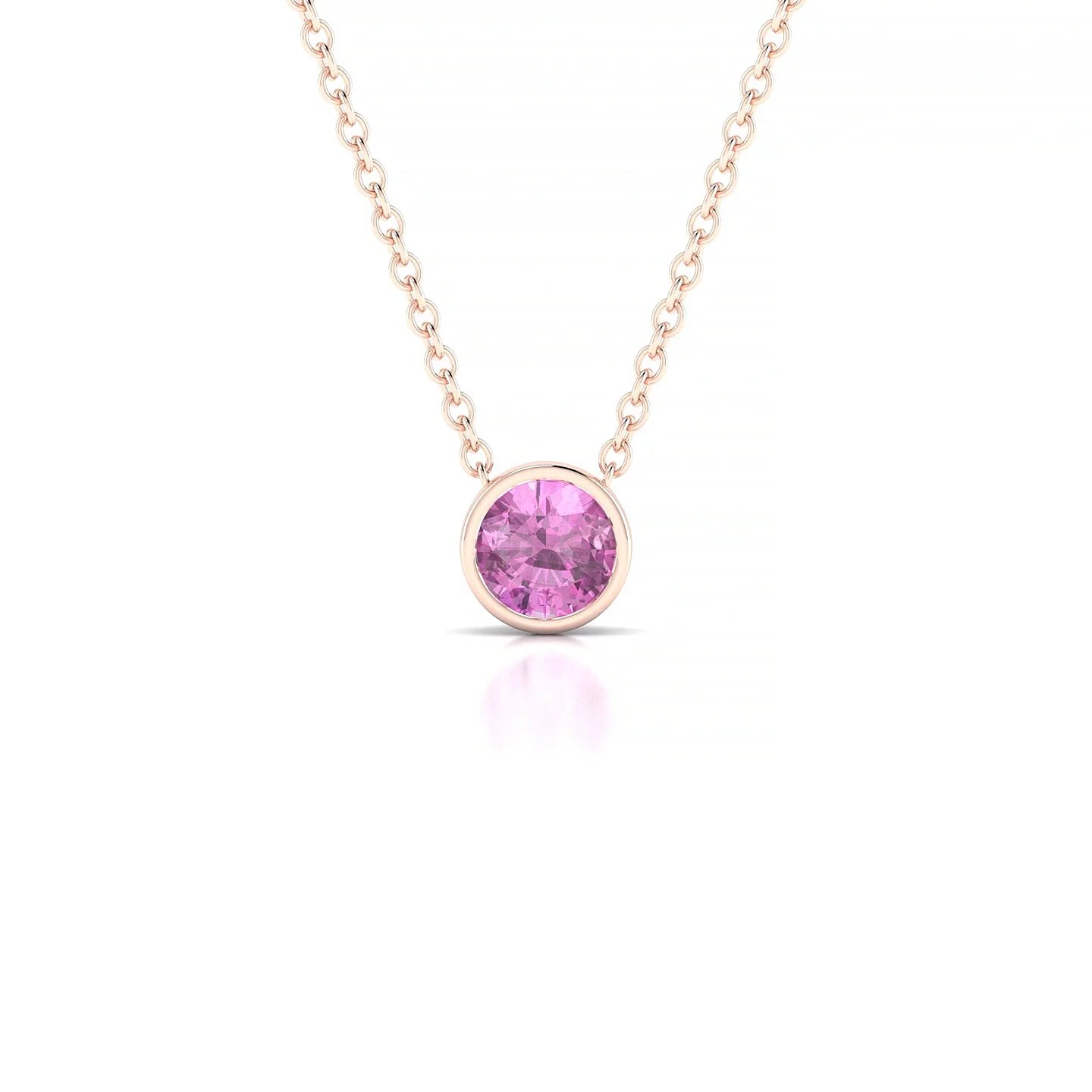 Glow | 18k Rose Gold 4.5 mm Round Pink Sapphire Pendant