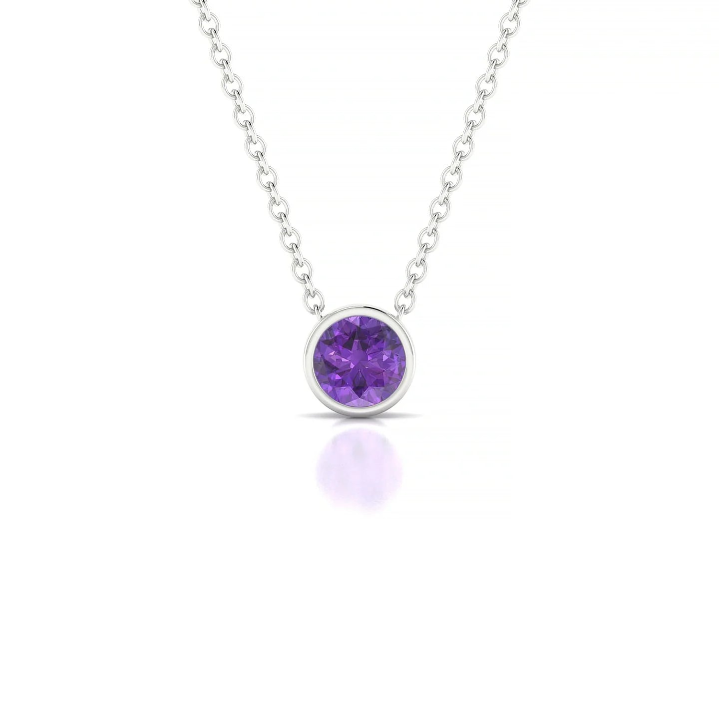 Glow | 18k White Gold 4.5 mm Round Amethyst Pendant