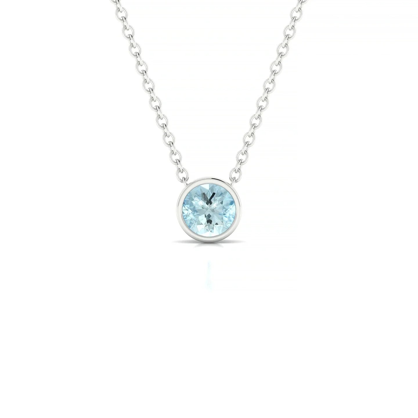 Glow | 18k White Gold 4.5 mm Round Aquamarine Pendant
