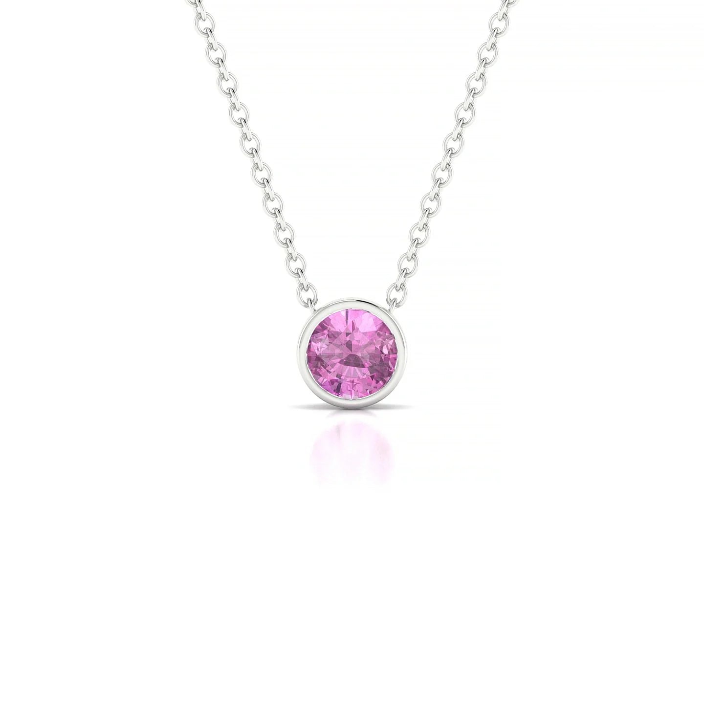 Glow | 18k White Gold 4.5 mm Round Pink Sapphire Pendant