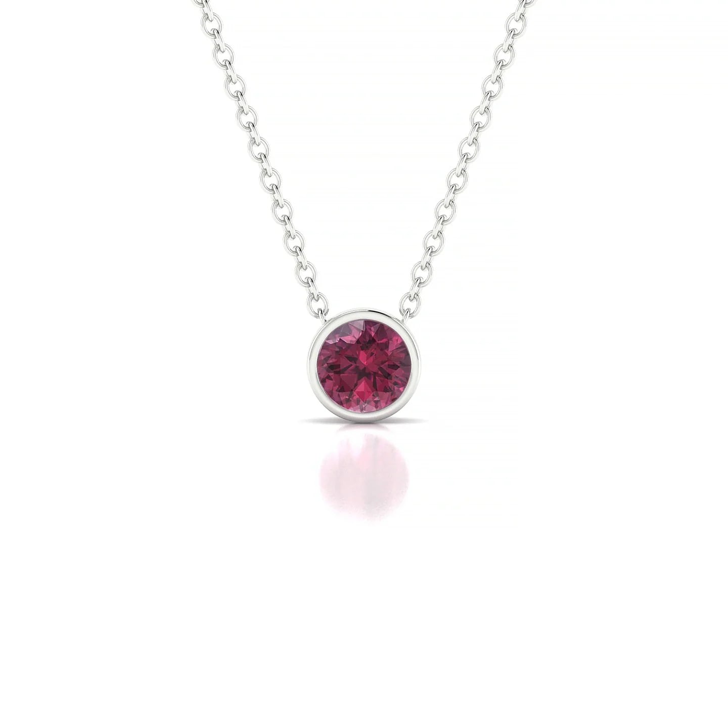 Glow | 18k White Gold 4.5 mm Round Rhodolite Pendant