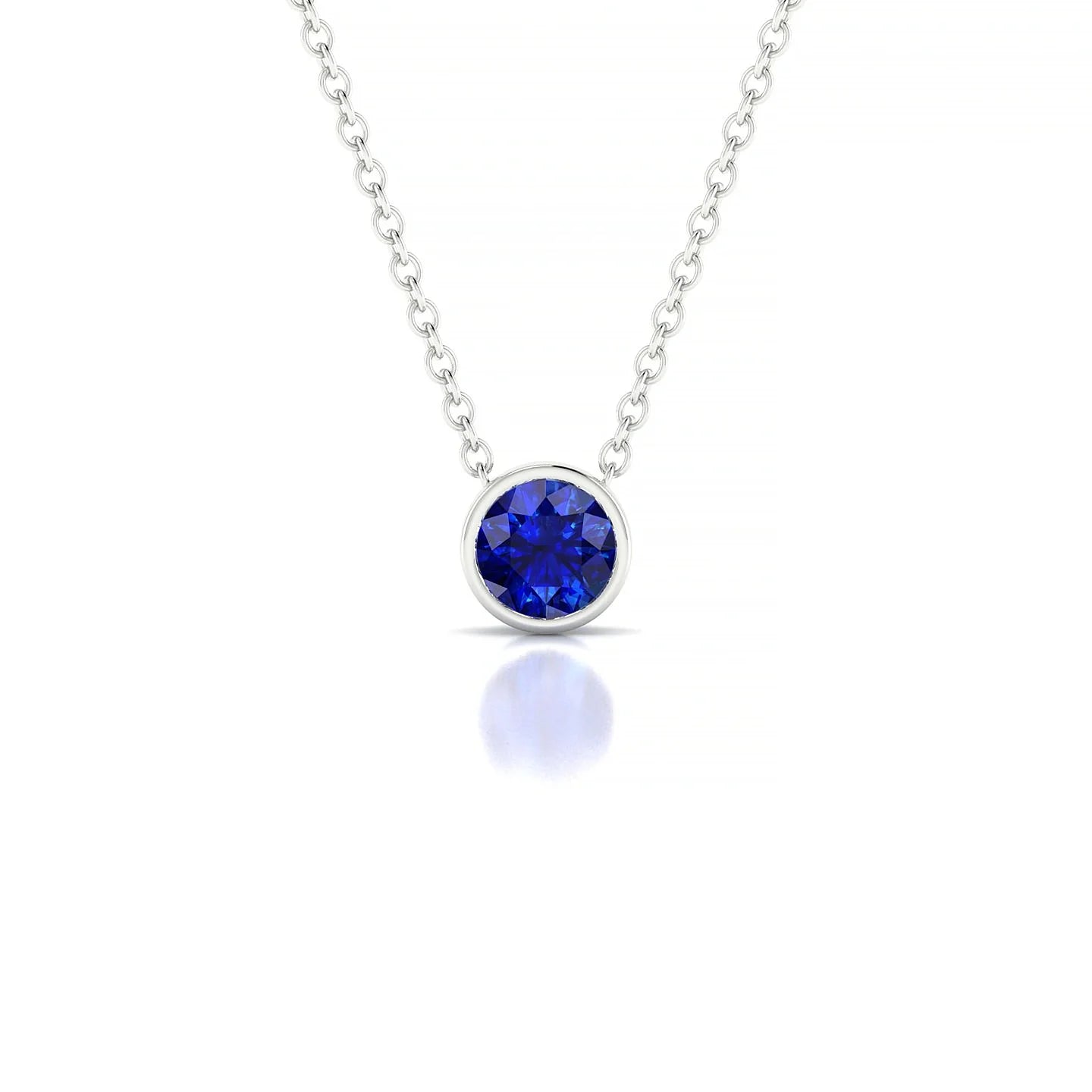 Glow | 18k White Gold 4.5 mm Round Sapphire Pendant