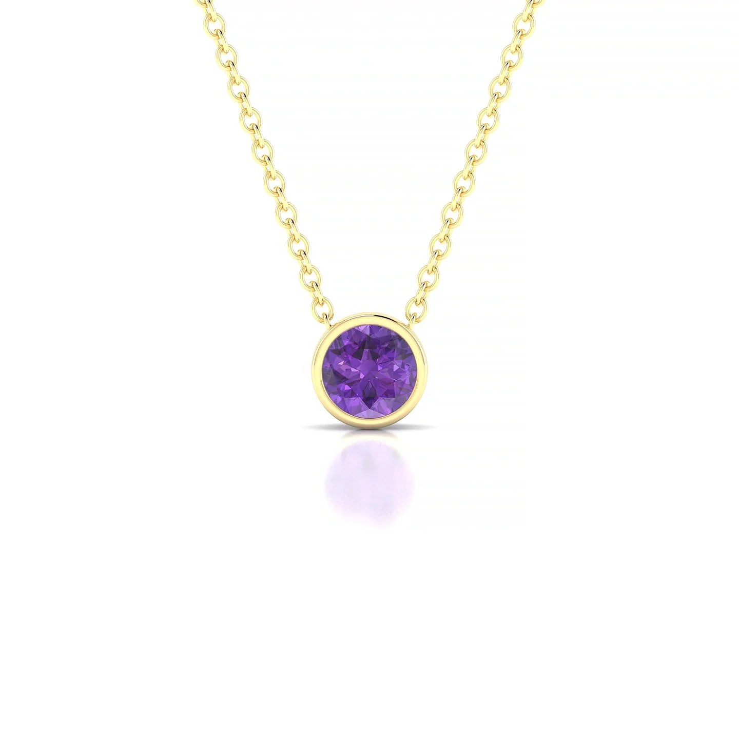 Glow | 18k Yellow Gold 4.5 mm Round Amethyst Pendant
