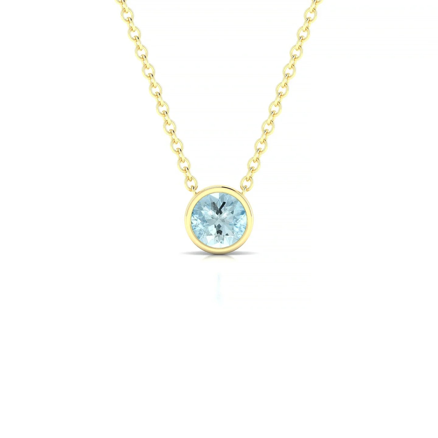 Glow | 18k Yellow Gold 4.5 mm Round Aquamarine Pendant