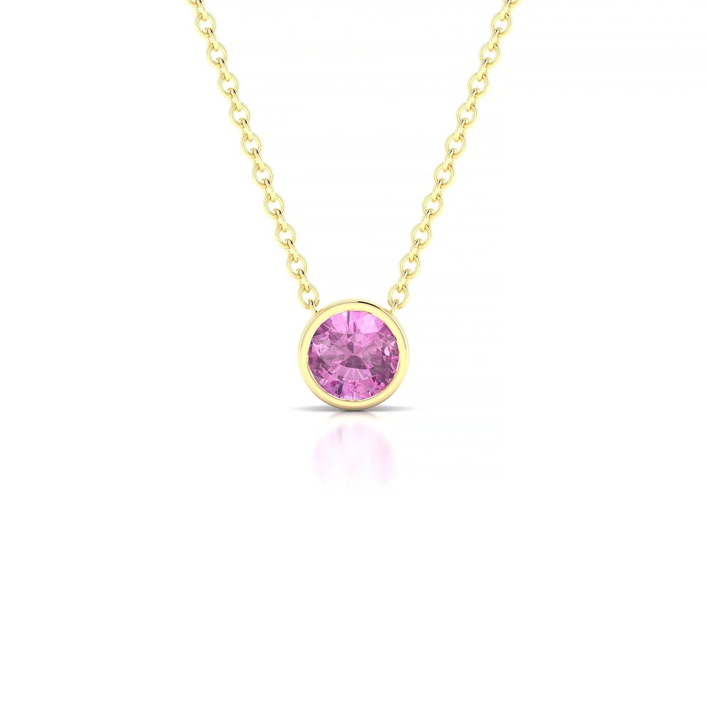 Glow | 18k Yellow Gold 4.5 mm Round Pink Sapphire Pendant
