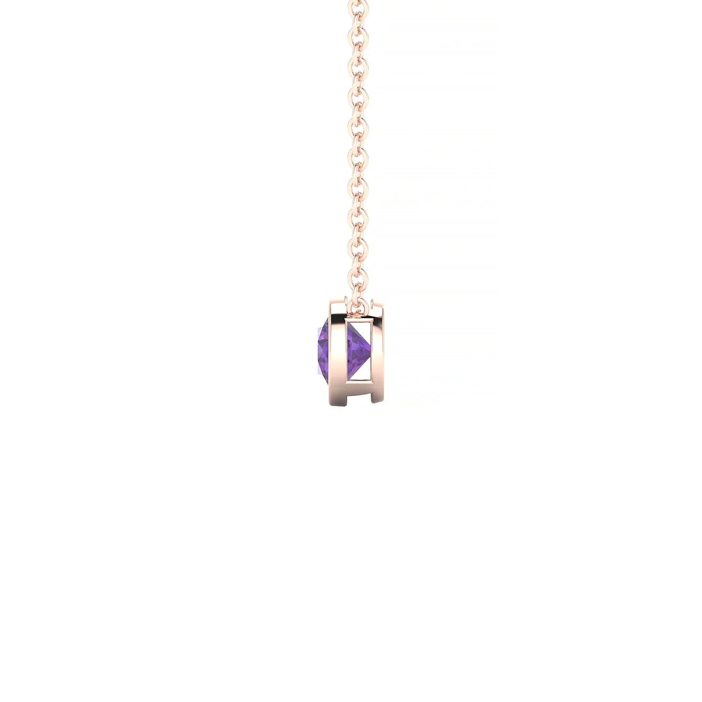 Glow | 18k Rose Gold 4.5 mm Round Amethyst Pendant