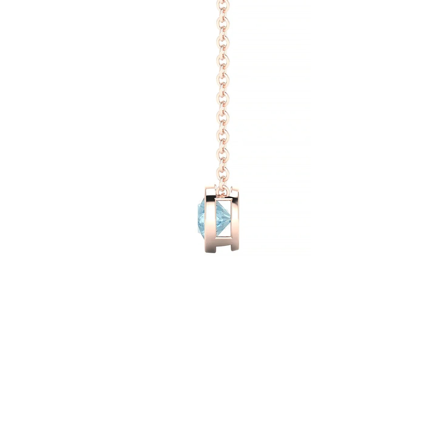 Glow | 18k Rose Gold 4.5 mm Round Aquamarine Pendant