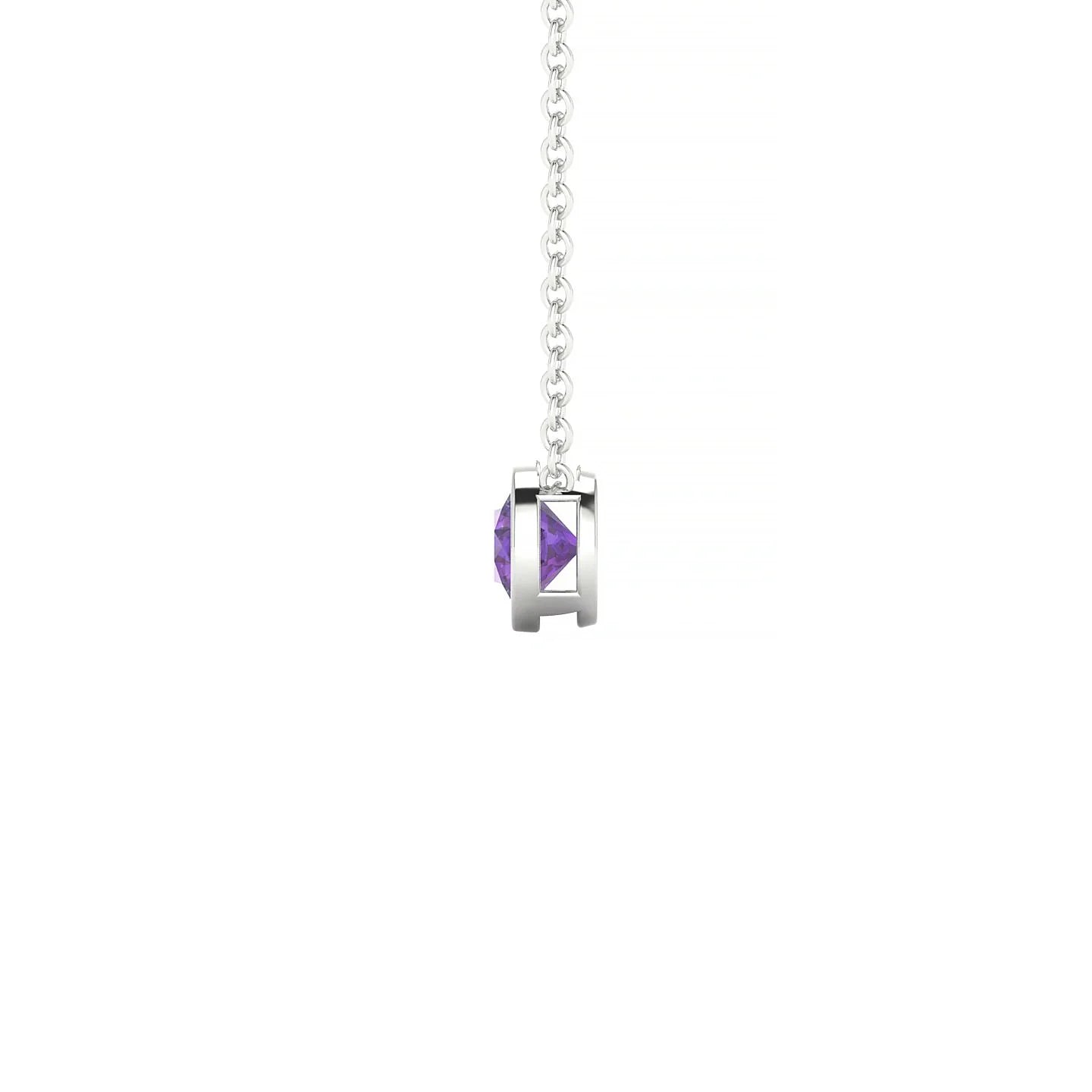 Glow | 18k White Gold 4.5 mm Round Amethyst Pendant