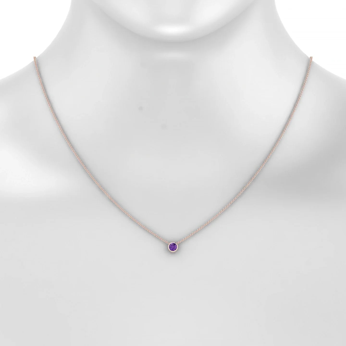 Glow | 18k Rose Gold 4.5 mm Round Amethyst Pendant