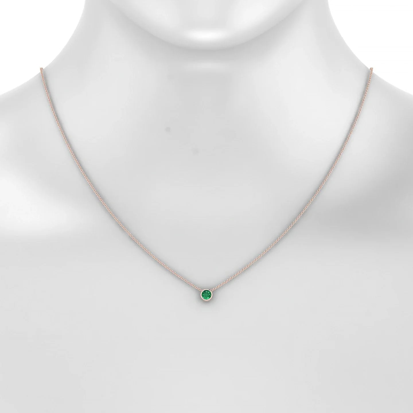 Glow | 18k Rose Gold 4.5 mm Round Emerald Pendant