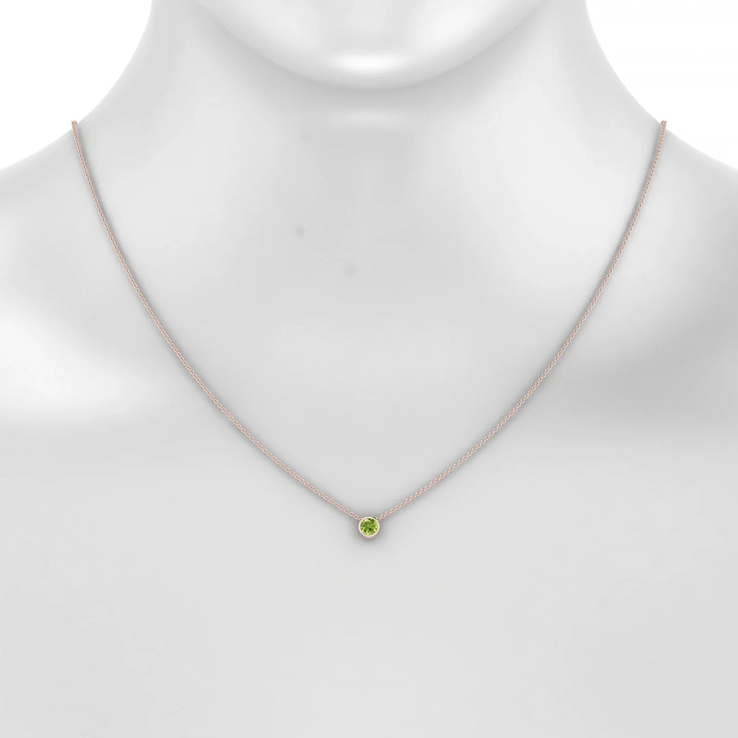 Glow | 18k Rose Gold 4.5 mm Round Peridot Pendant
