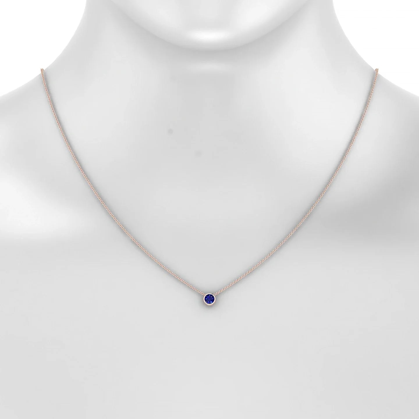 Glow | 18k Rose Gold 4.5 mm Round Sapphire Pendant