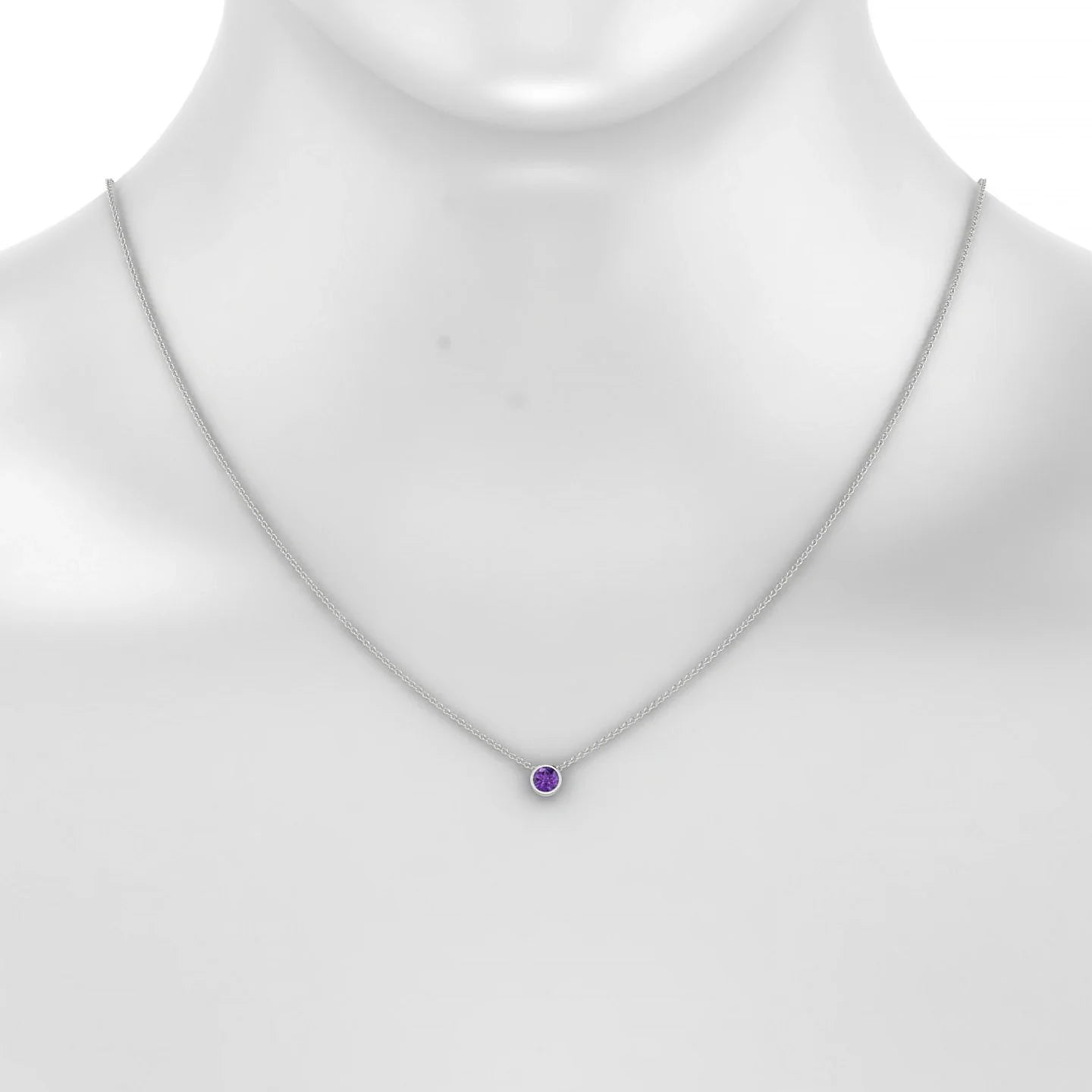 Glow | 18k White Gold 4.5 mm Round Amethyst Pendant