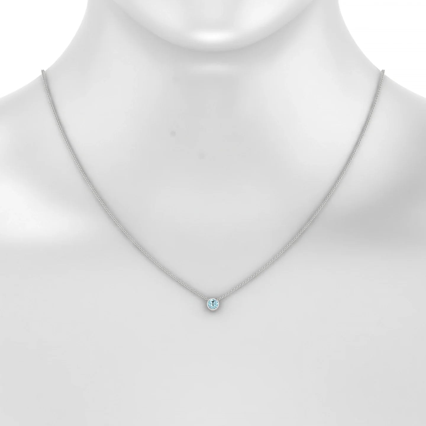 Glow | 18k White Gold 4.5 mm Round Aquamarine Pendant