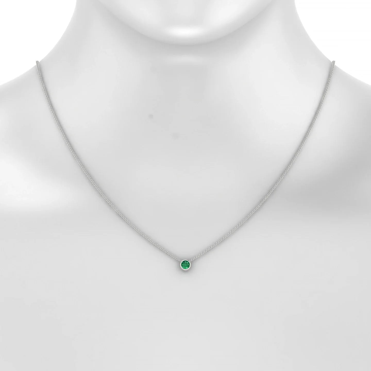 Glow | 18k White Gold 4.5 mm Round Emerald Pendant