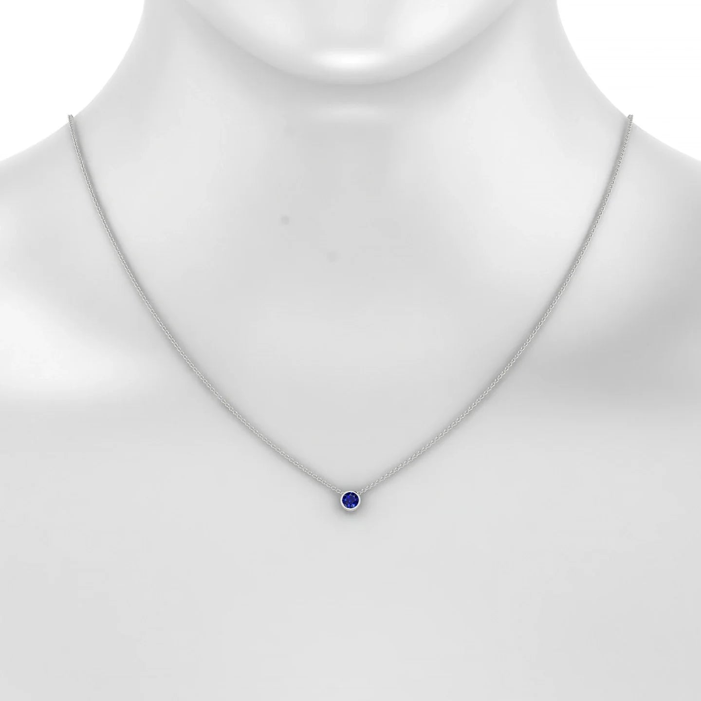 Glow | 18k White Gold 4.5 mm Round Sapphire Pendant