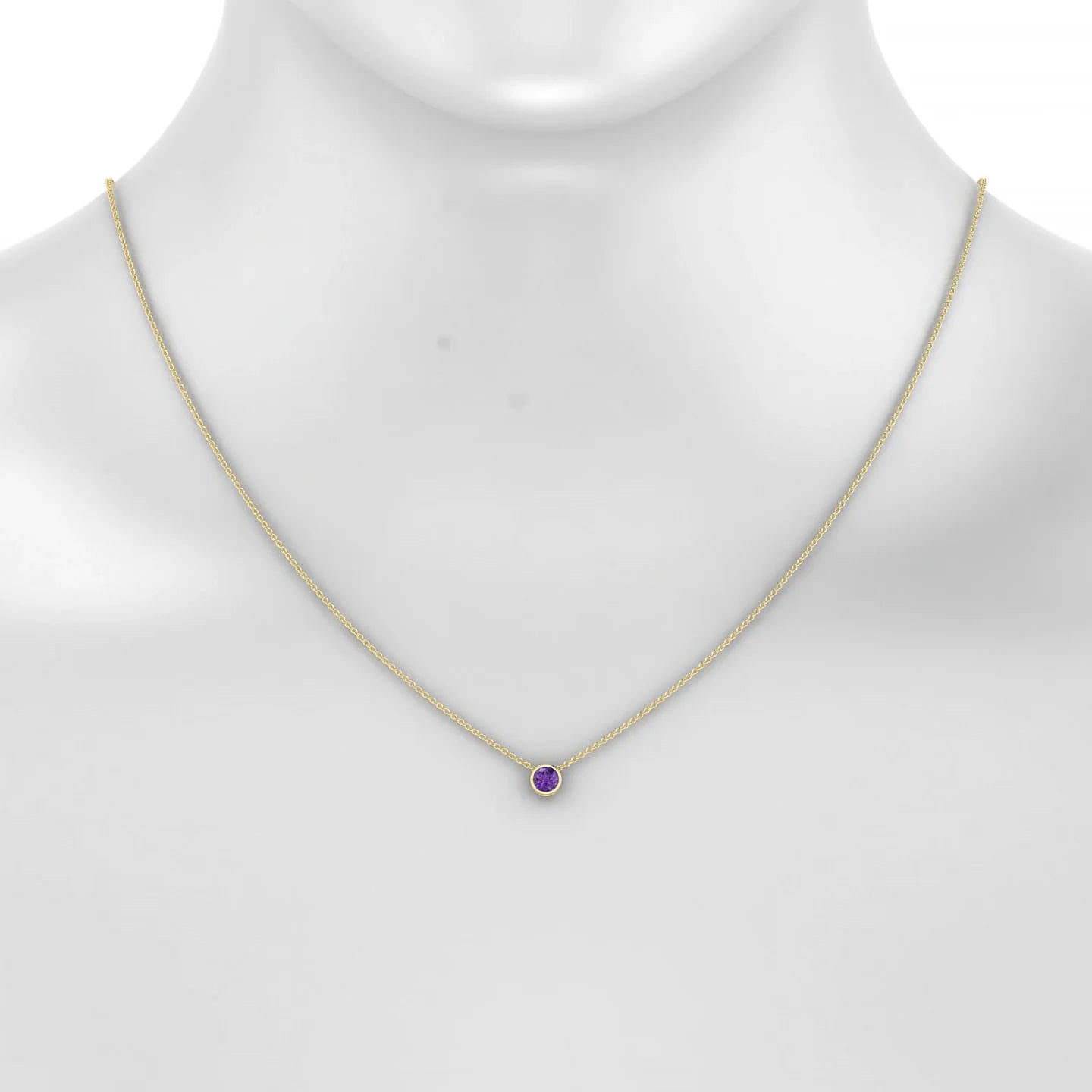 Glow | 18k Yellow Gold 4.5 mm Round Amethyst Pendant