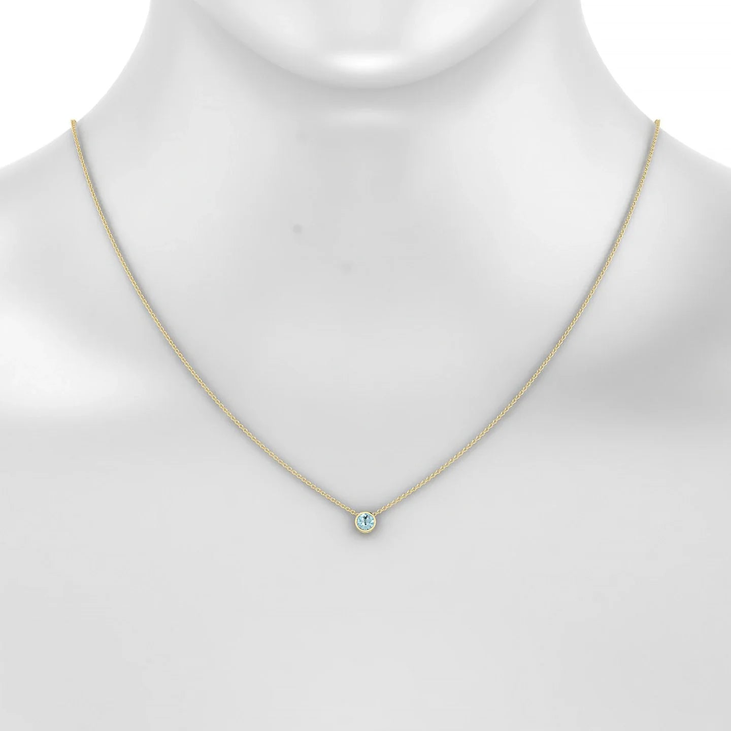 Glow | 18k Yellow Gold 4.5 mm Round Aquamarine Pendant