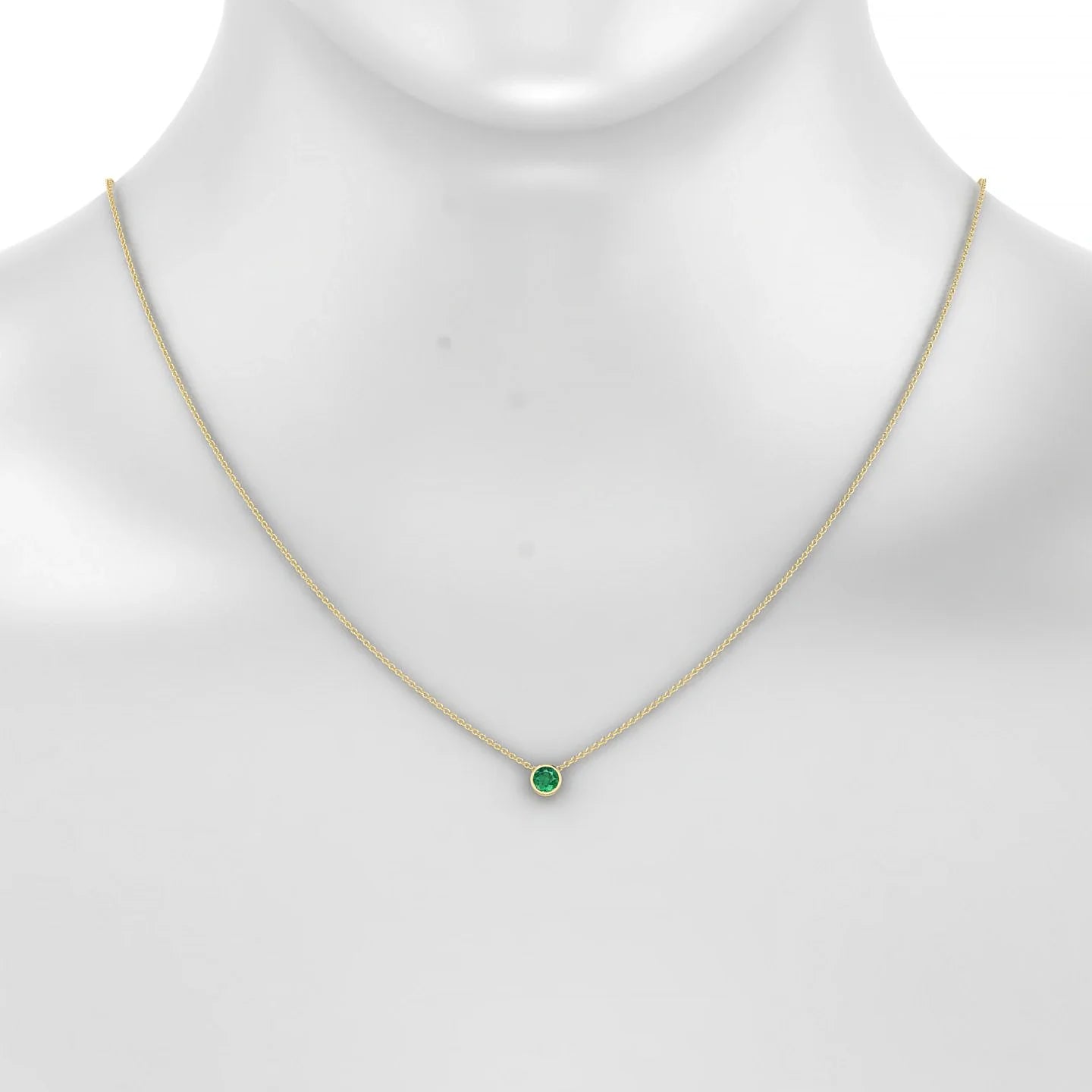 Glow | 18k Yellow Gold 4.5 mm Round Emerald Pendant