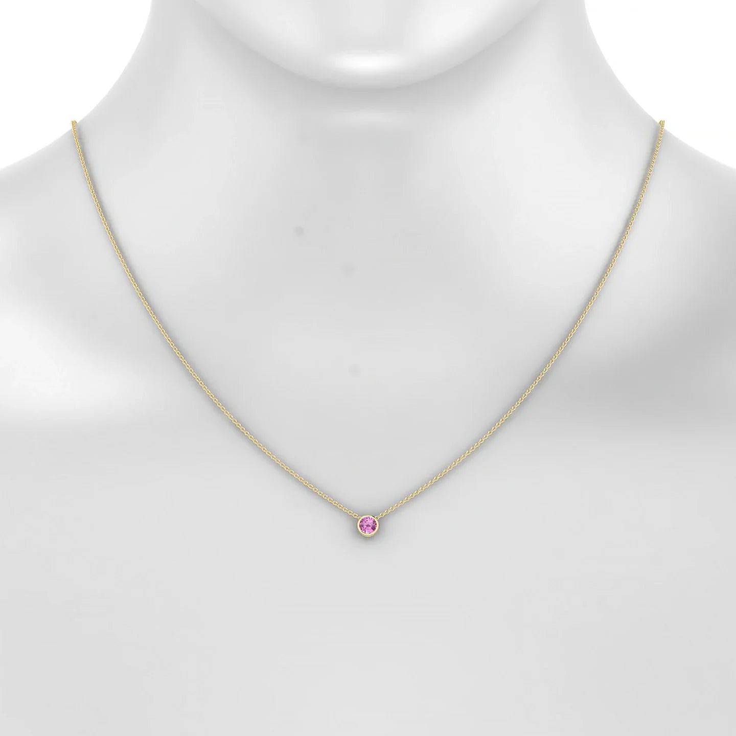 Glow | 18k Yellow Gold 4.5 mm Round Pink Sapphire Pendant