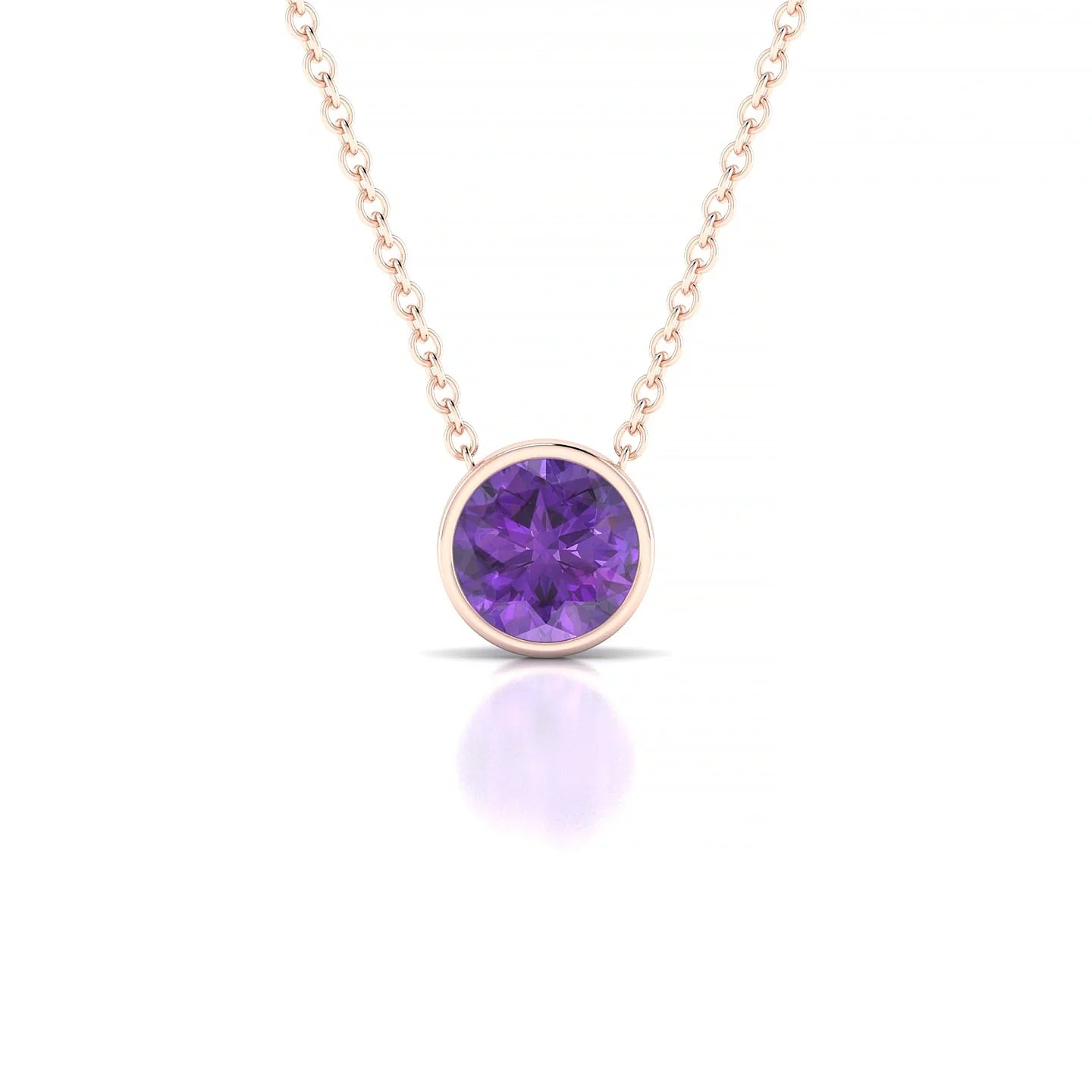 Glow | 18k Rose Gold 6 mm Round Amethyst Pendant