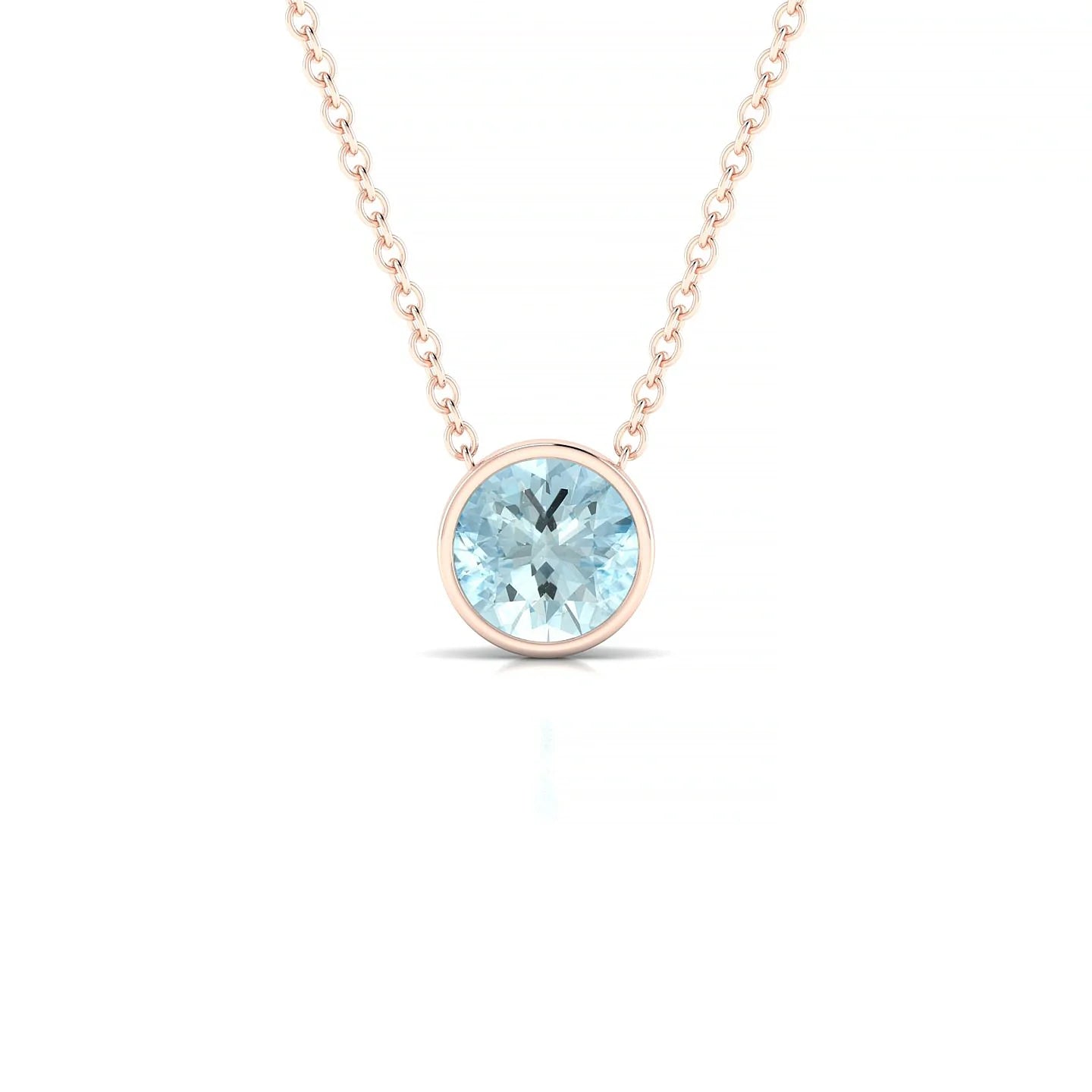 Glow | 18k Rose Gold 6 mm Round Aquamarine Pendant