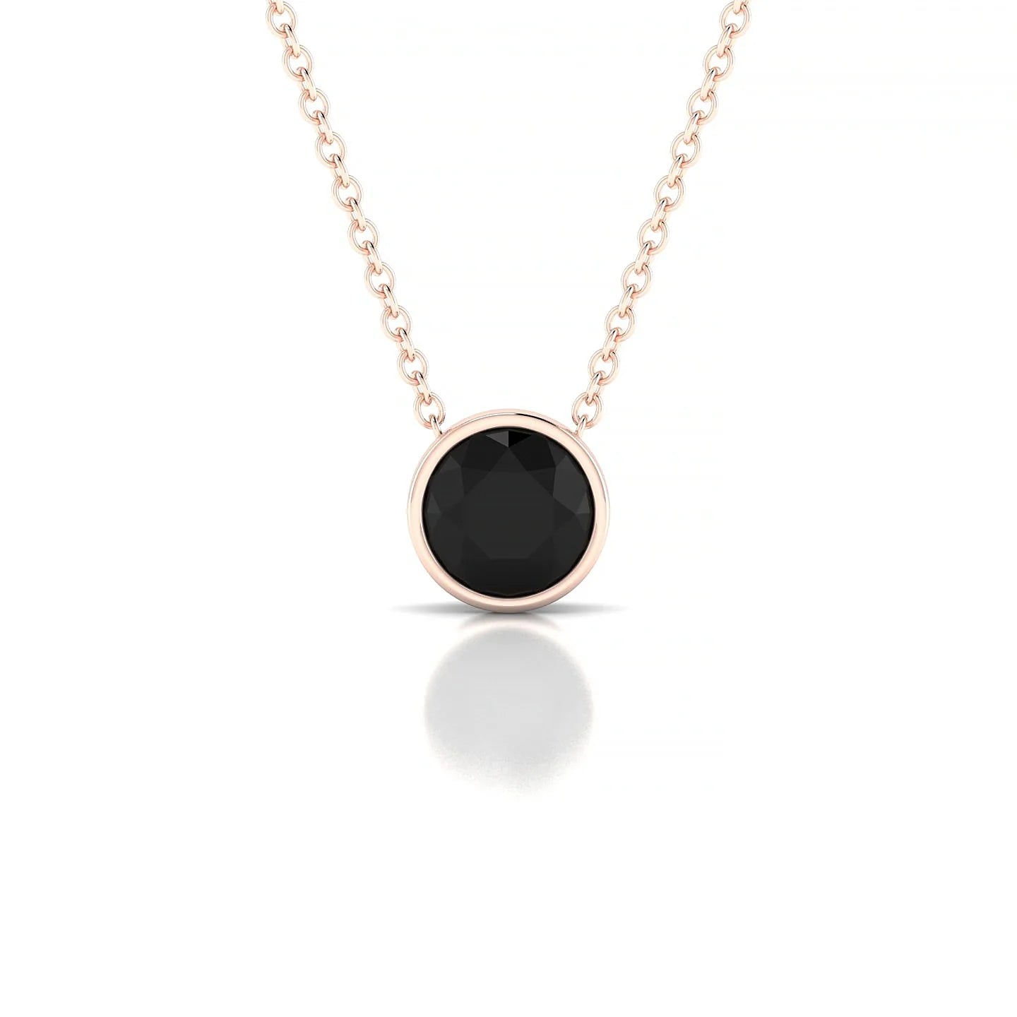 Glow | 18k Rose Gold 6 mm Round Black Diamond Pendant
