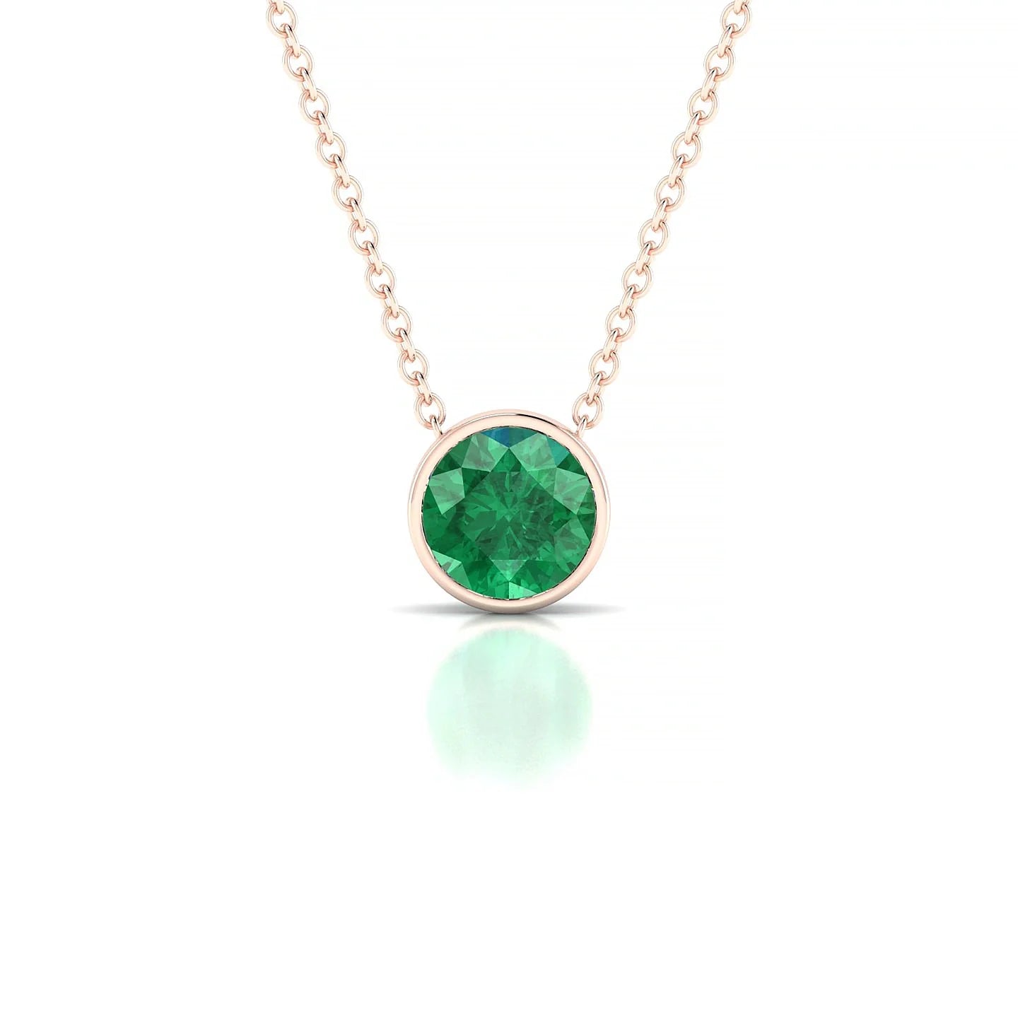 Glow | 18k Rose Gold 6 mm Round Emerald Pendant