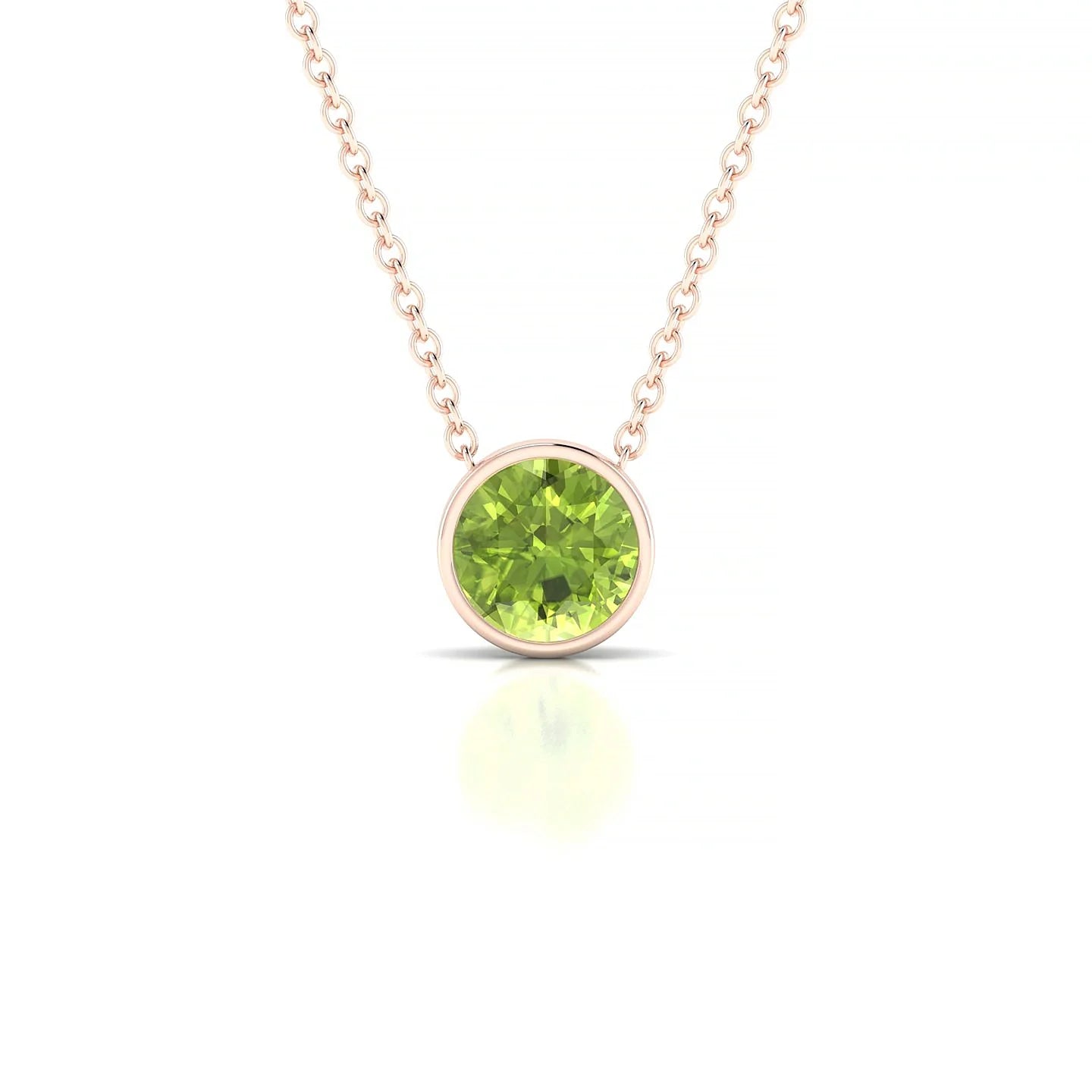 Glow | 18k Rose Gold 6 mm Round Peridot Pendant