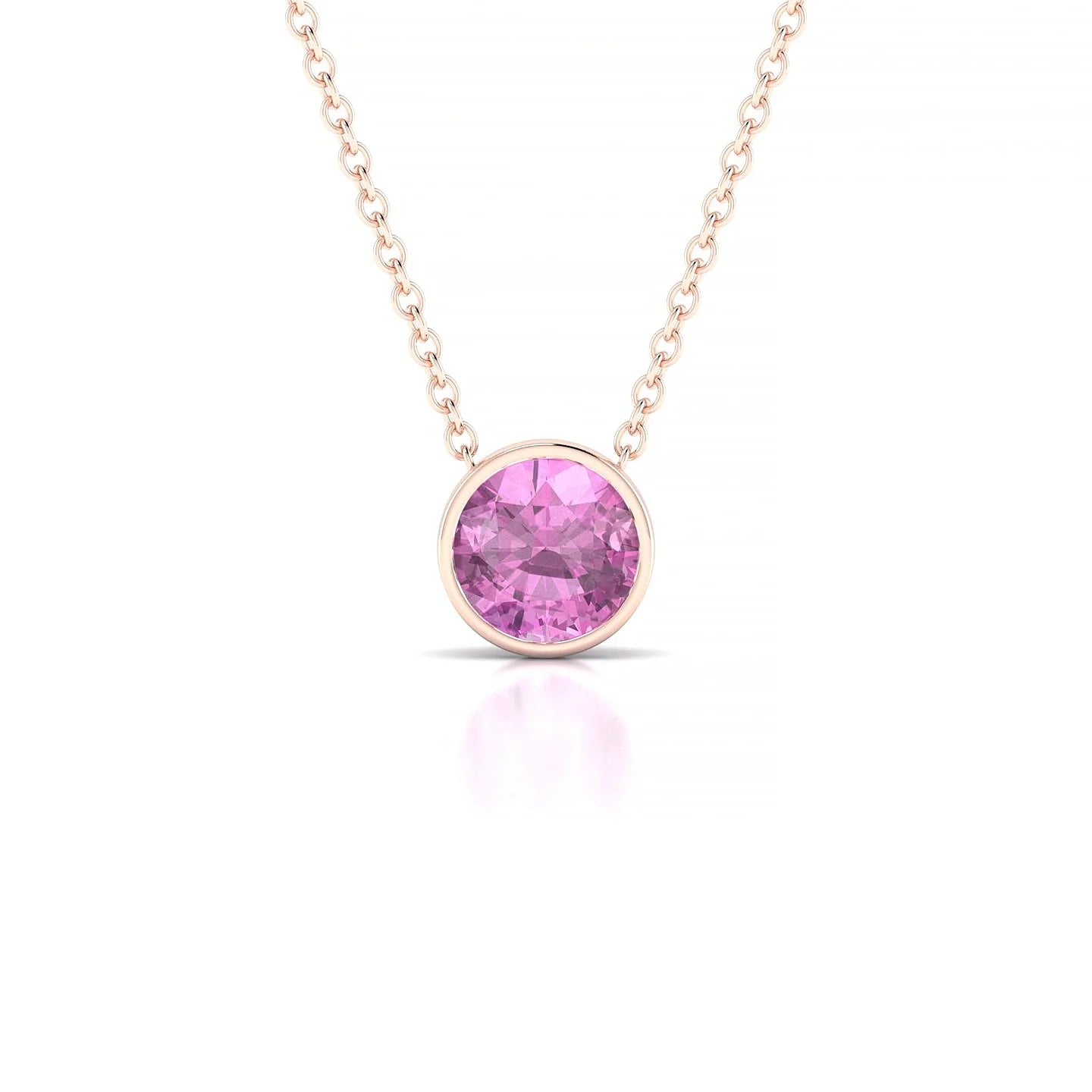Glow | 18k Rose Gold 6 mm Round Pink Sapphire Pendant