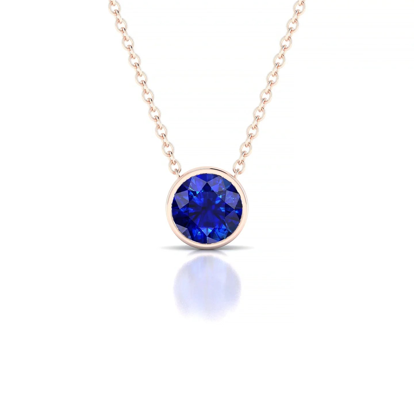 Glow | 18k Rose Gold 6 mm Round Sapphire Pendant