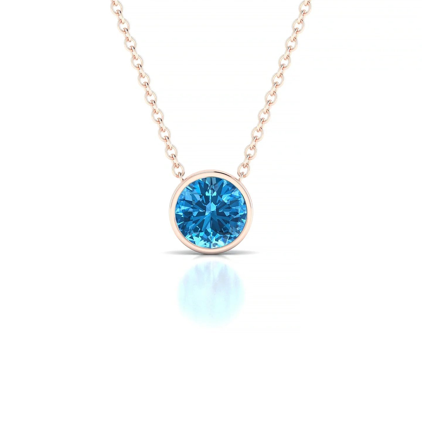 Glow | 18k Rose Gold 6 mm Round Topaz Pendant