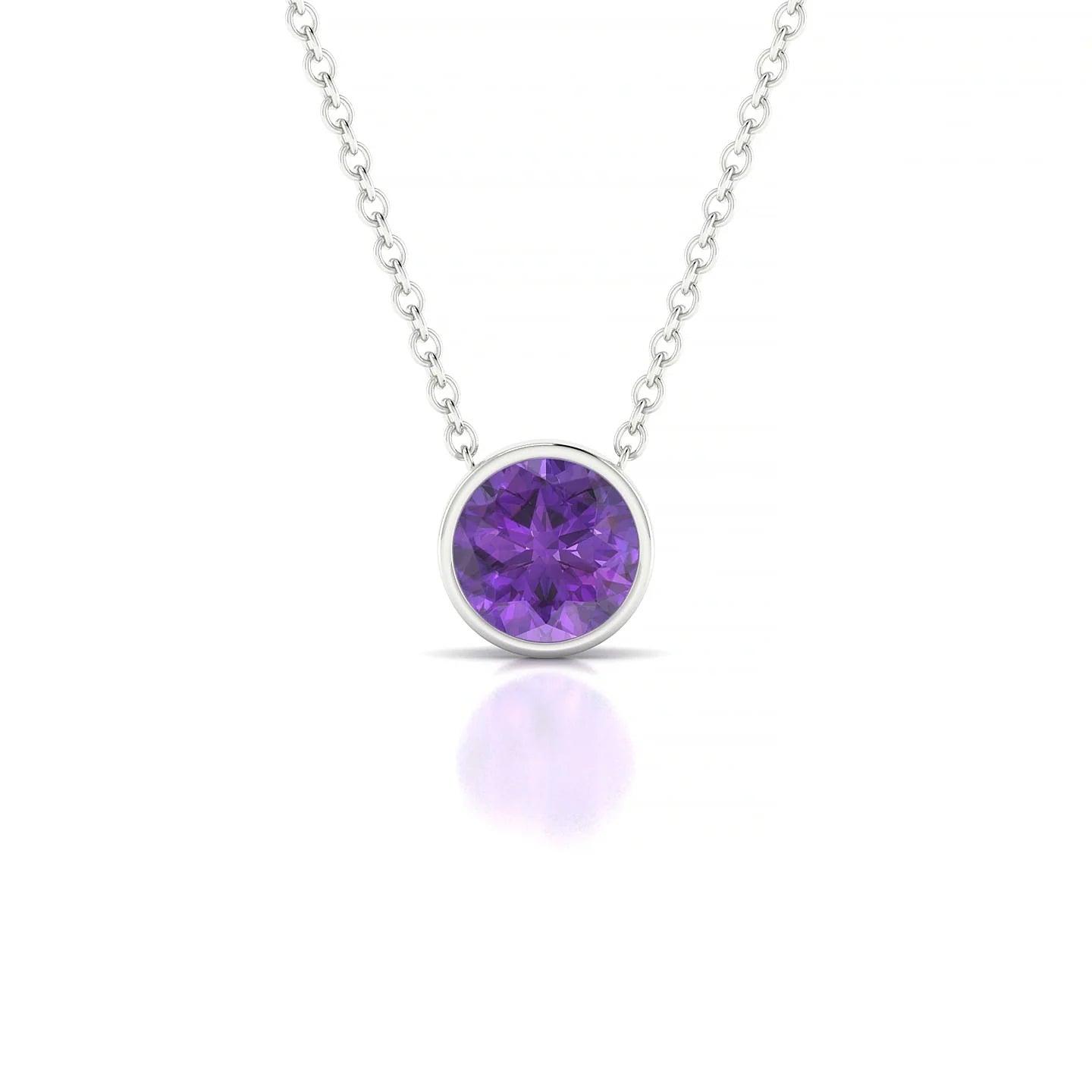 Glow | 18k White Gold 6 mm Round Amethyst Pendant