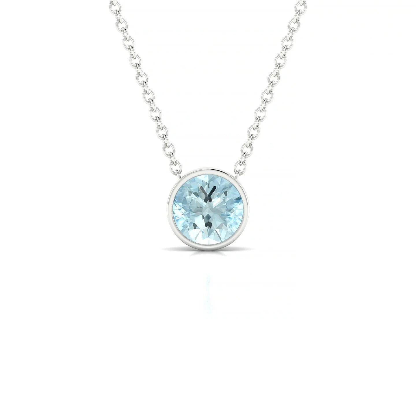 Glow | 18k White Gold 6 mm Round Aquamarine Pendant