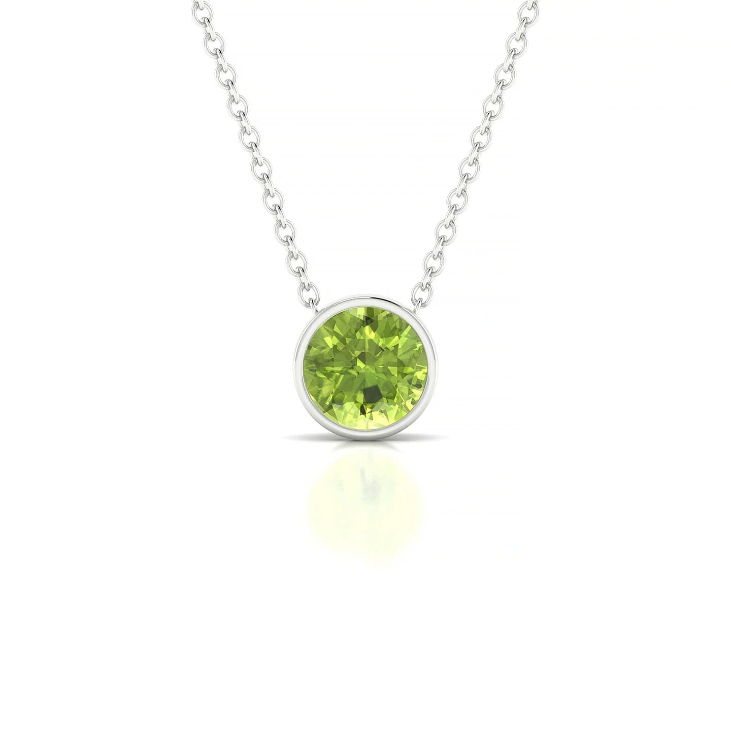 Glow | 18k White Gold 6 mm Round Peridot Pendant